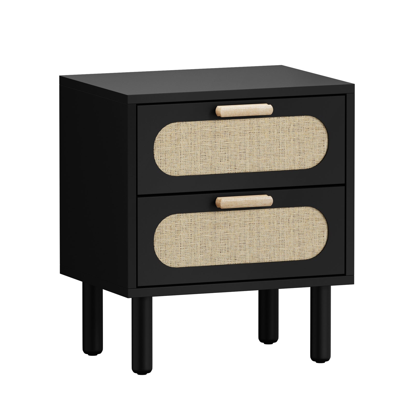 Oikiture 2x Bedside Table Drawers Side End Tables Storage Nightstand Black - Sunyee
