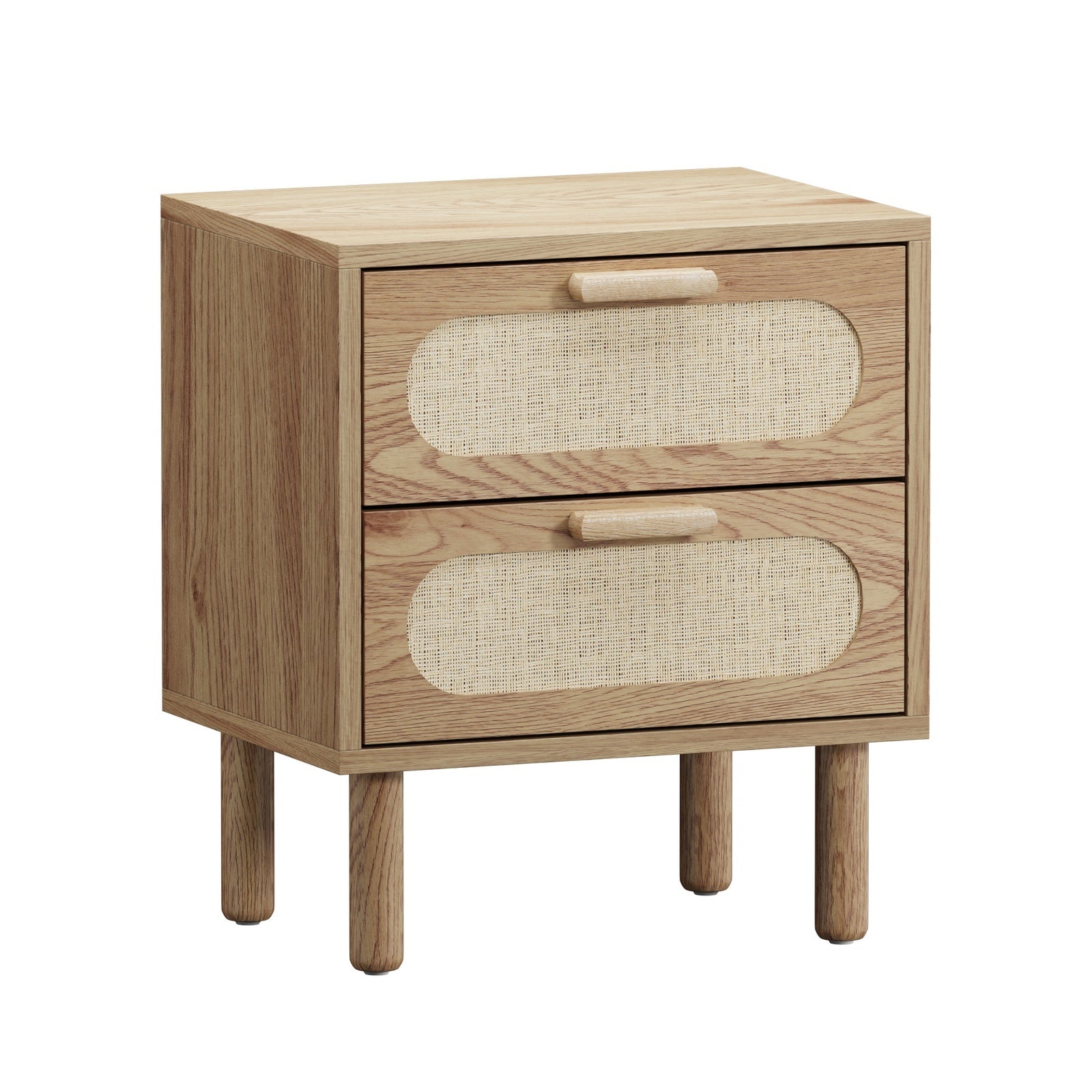 Oikiture Bedside Table Drawers Side End Tables Storage Nightstand Natural - Sunyee