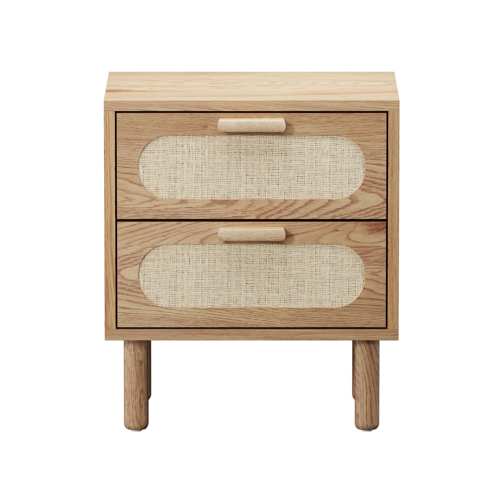 Oikiture Bedside Table Drawers Side End Tables Storage Nightstand Natural - Sunyee