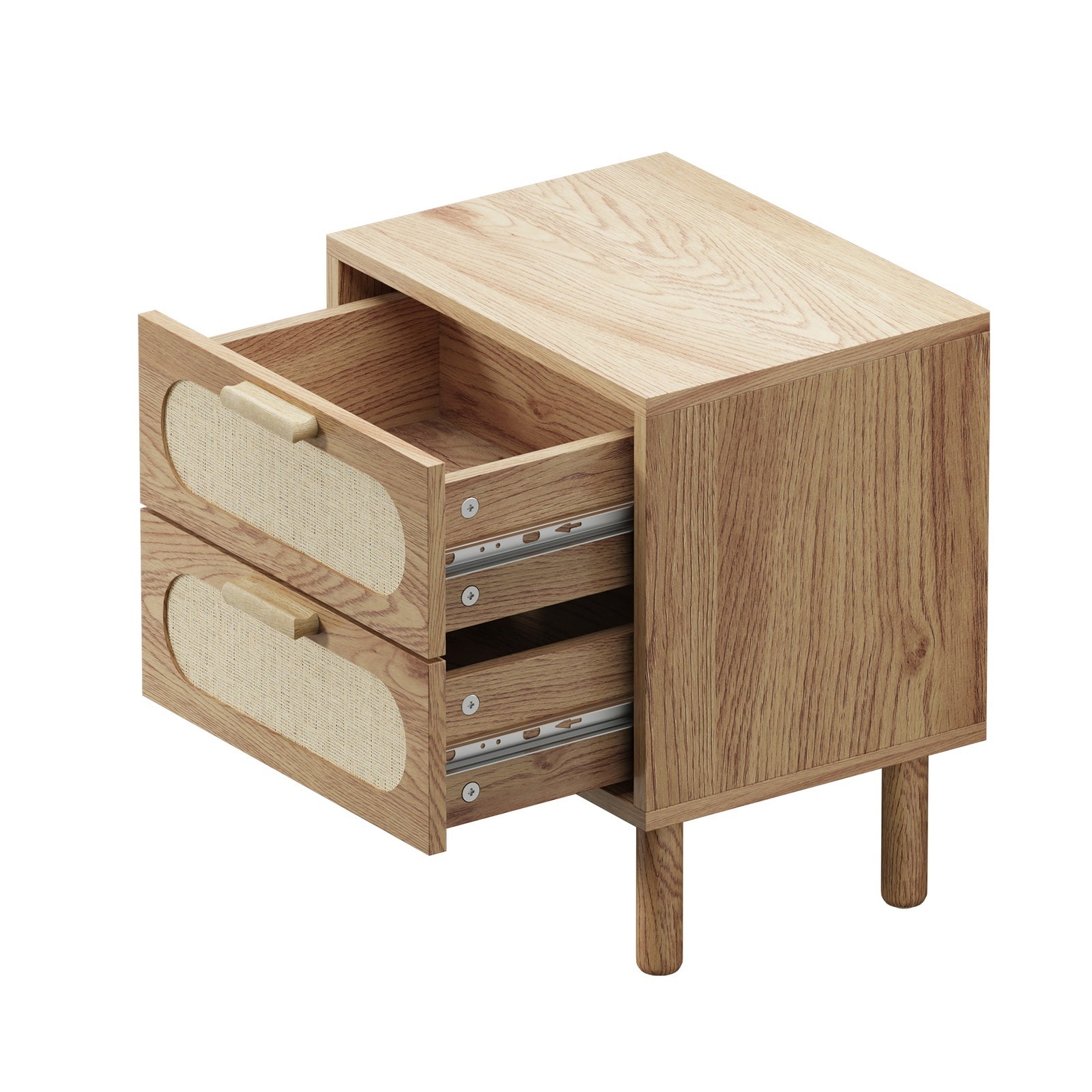 Oikiture Bedside Table Drawers Side End Tables Storage Nightstand Natural - Sunyee