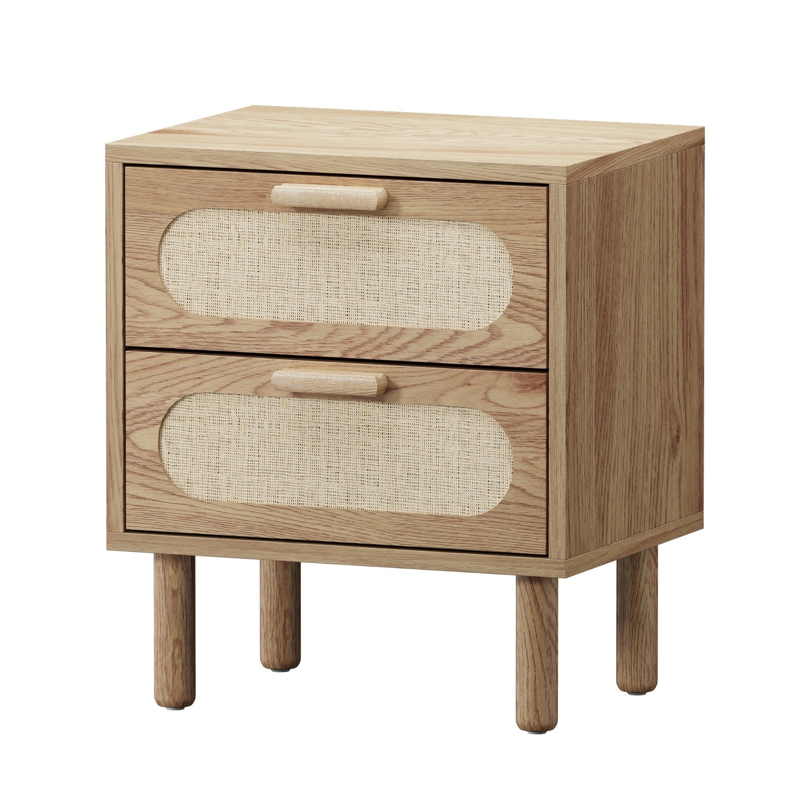 Oikiture Bedside Table Drawers Side End Tables Storage Nightstand Natural - Sunyee