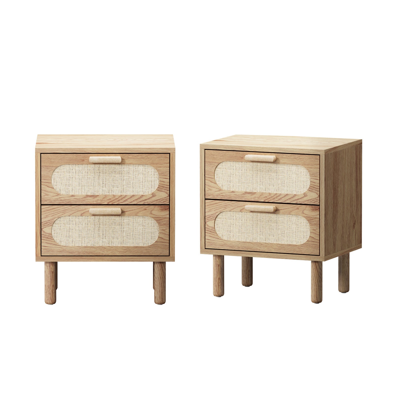 Oikiture 2x Bedside Table Drawers Side End Tables Storage Nightstand Natural - Sunyee
