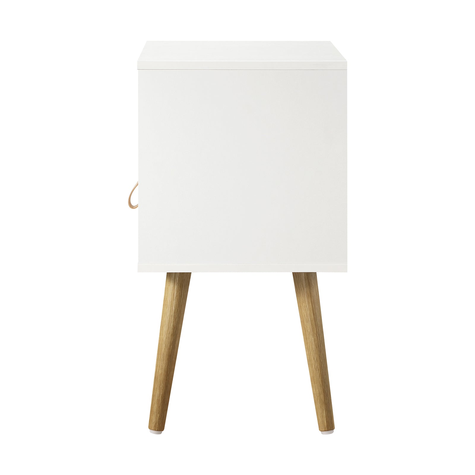 Oikiture 2 X Bedside Tables Side Table w/ Leather Handle White - Sunyee