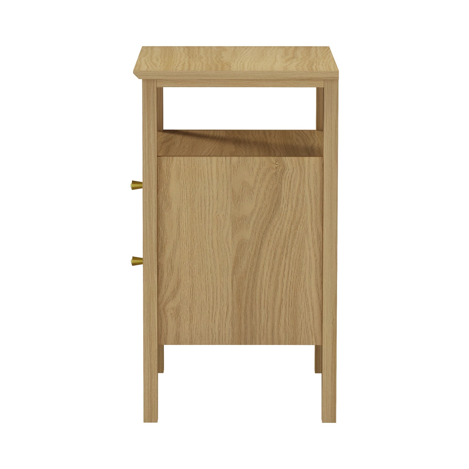 Oikiture 2x Bedside Table 2 Drawers Side End Table Open Shelf Nightstand Natural - Sunyee