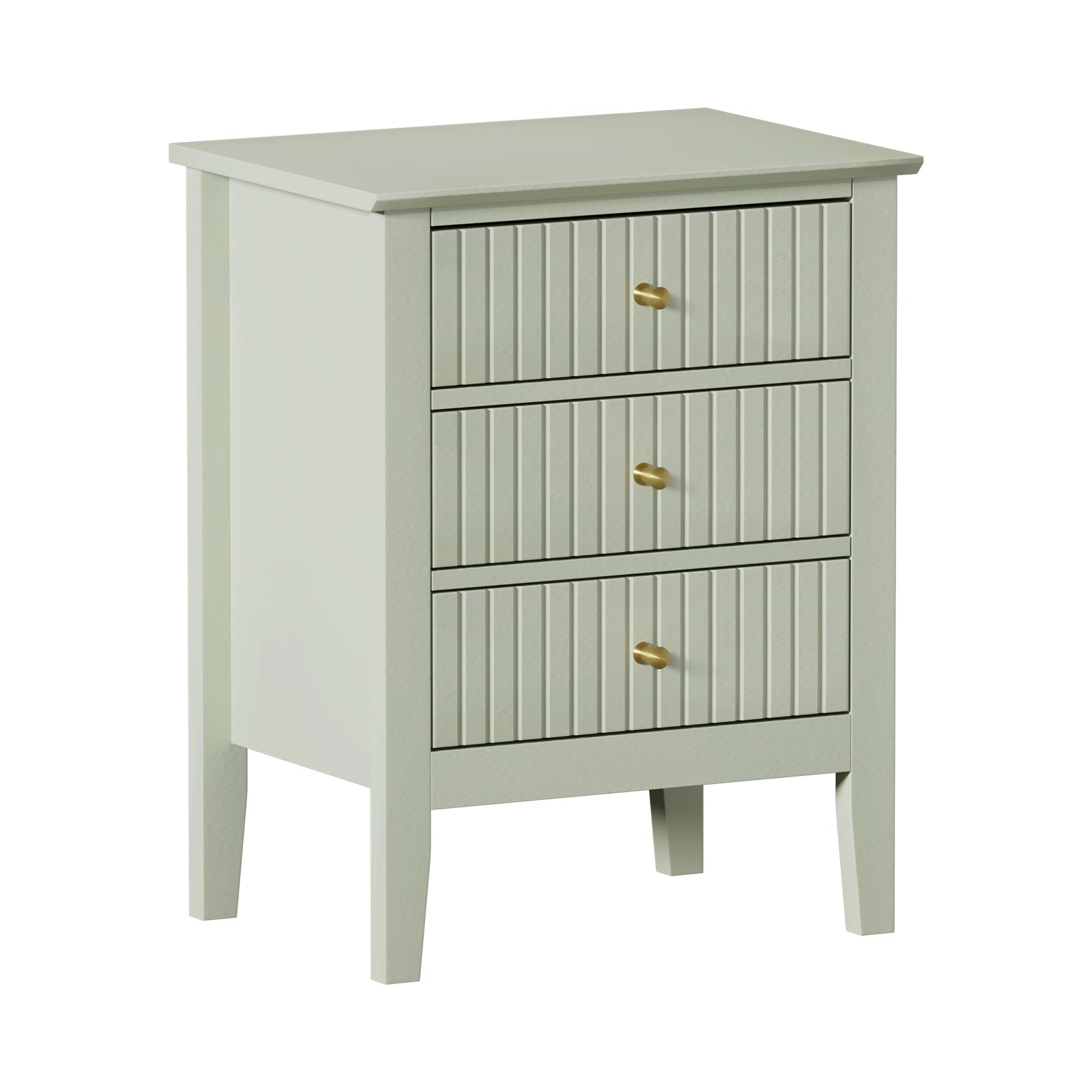 Oikiture Bedside Table 3 Drawers Side End Storage Furniture Nightstand Green - Sunyee