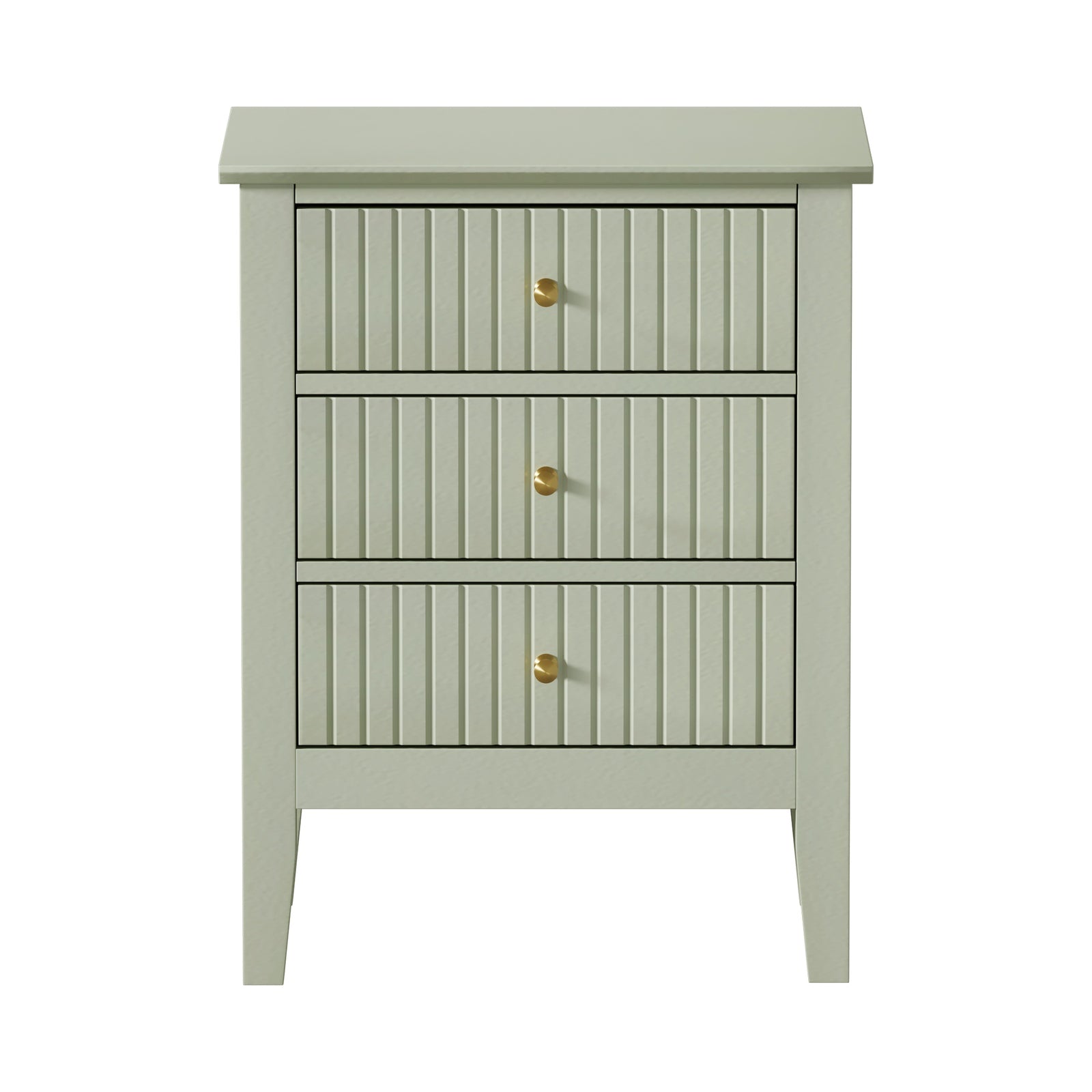 Oikiture Bedside Table 3 Drawers Side End Storage Furniture Nightstand Green - Sunyee