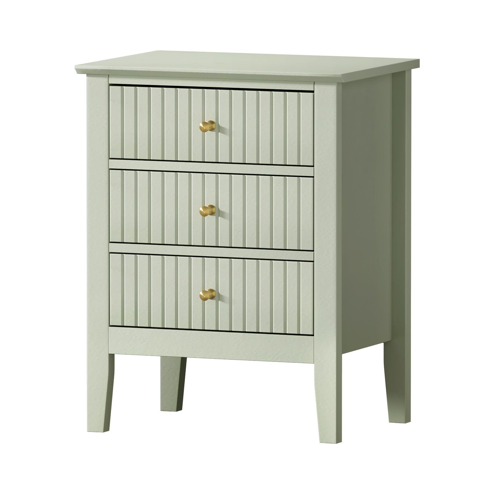 Oikiture Bedside Table 3 Drawers Side End Storage Furniture Nightstand Green - Sunyee