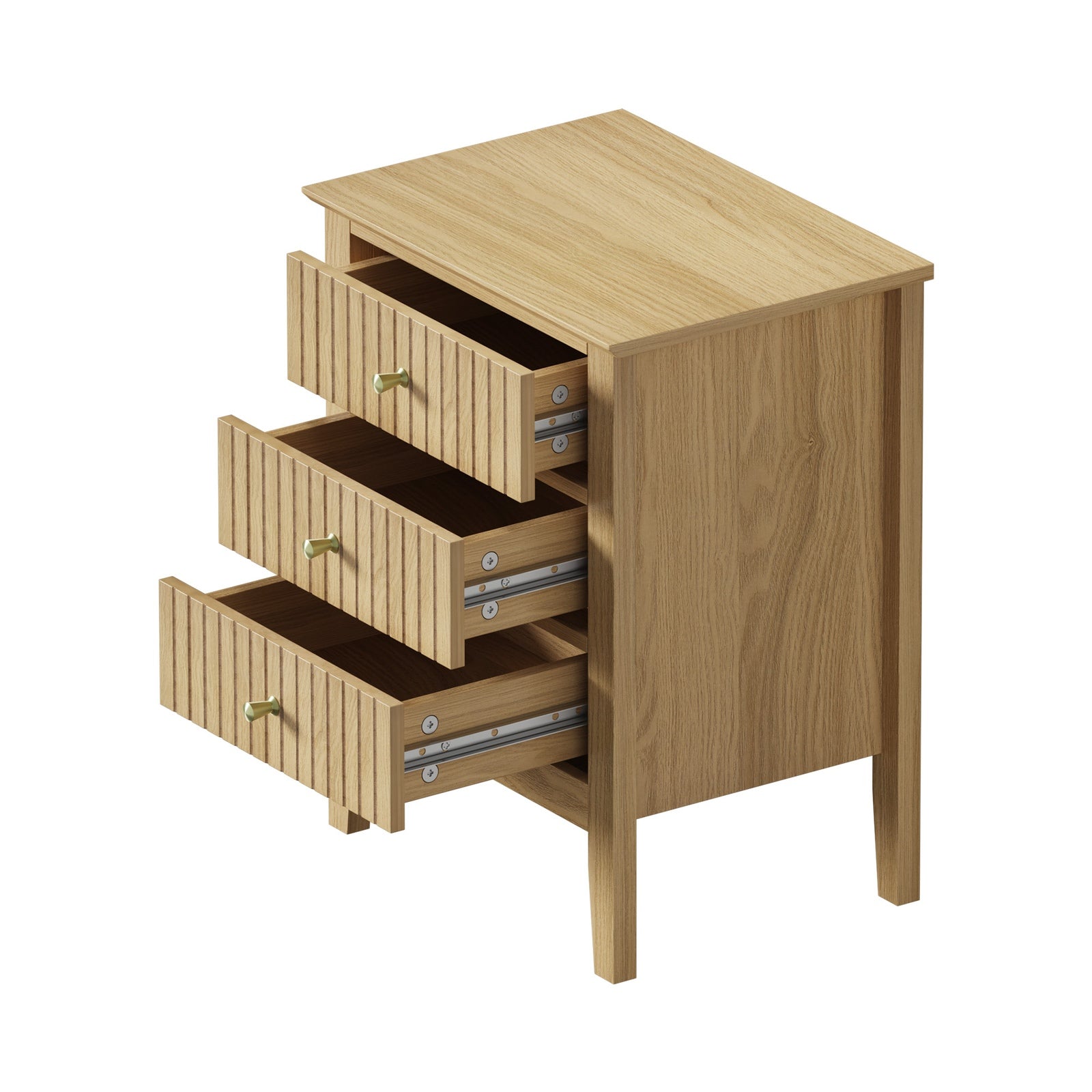 Oikiture Bedside Tables Set of 2 Side End Storage Furniture Nightstand Natural - Sunyee