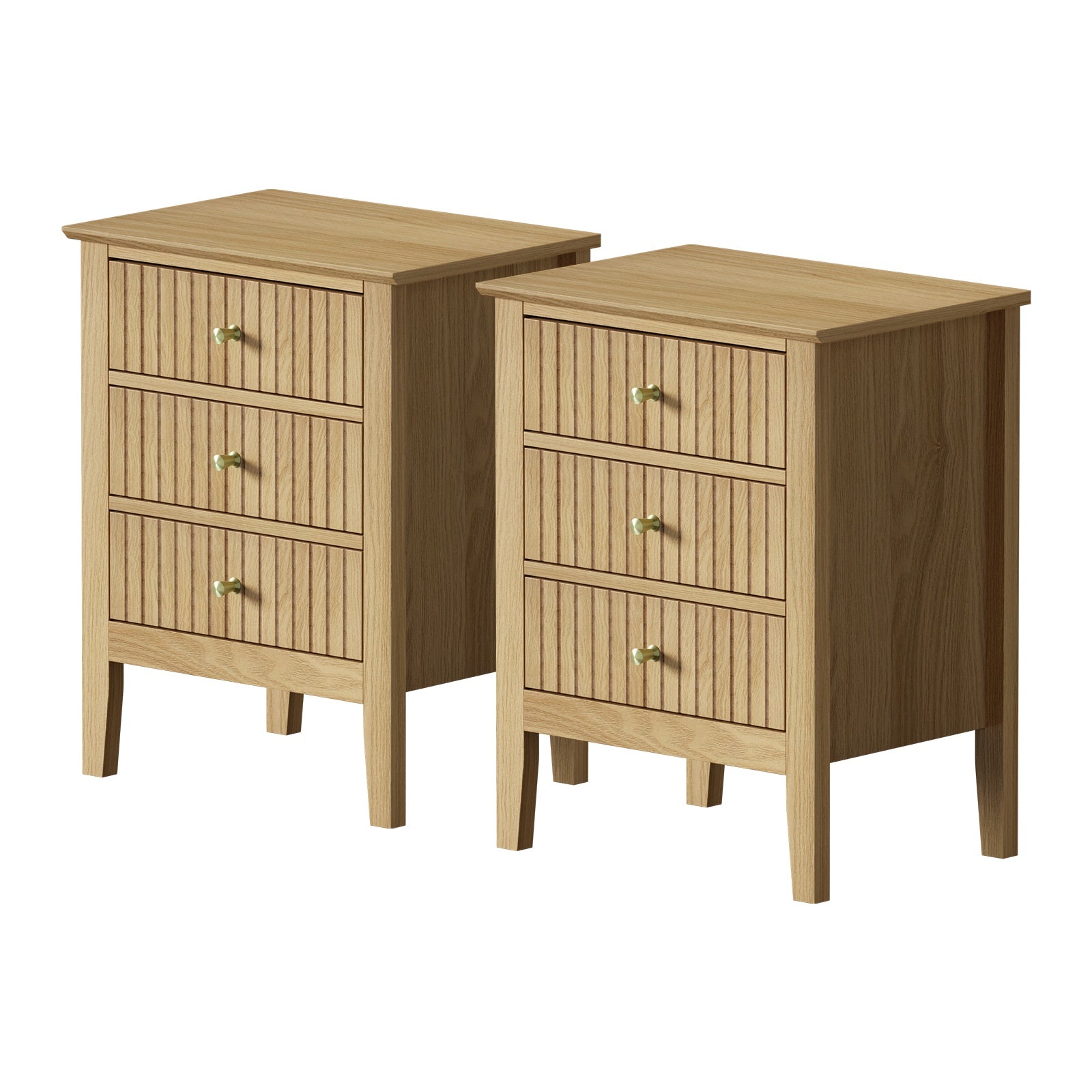 Oikiture Bedside Tables Set of 2 Side End Storage Furniture Nightstand Natural - Sunyee