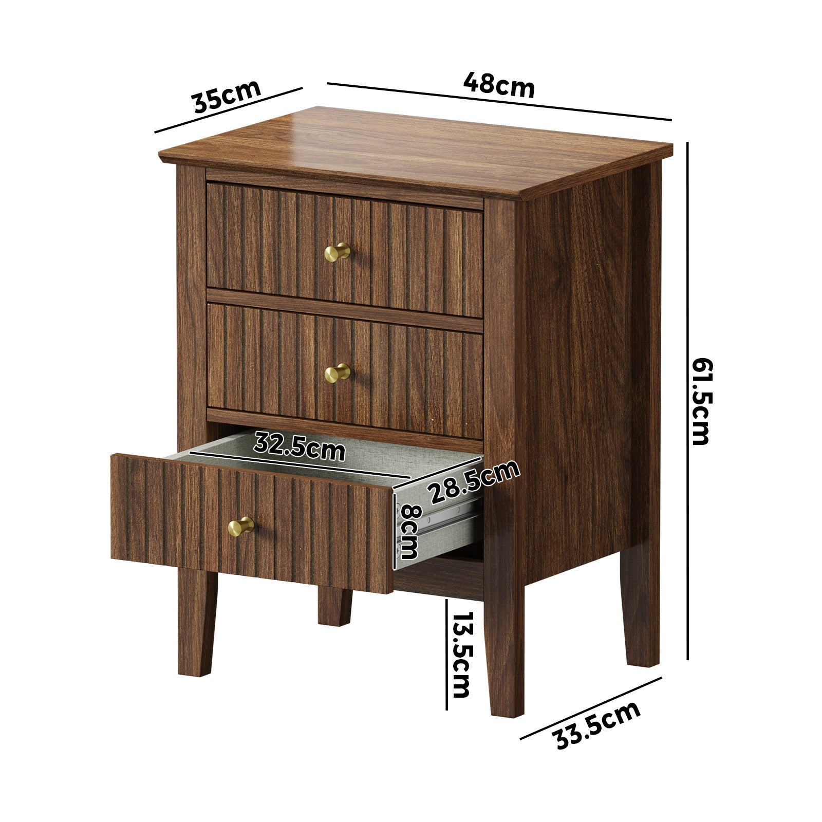 Oikiture Bedside Tables Set of 2 Side End Storage Furniture Nightstand Walnut - Sunyee