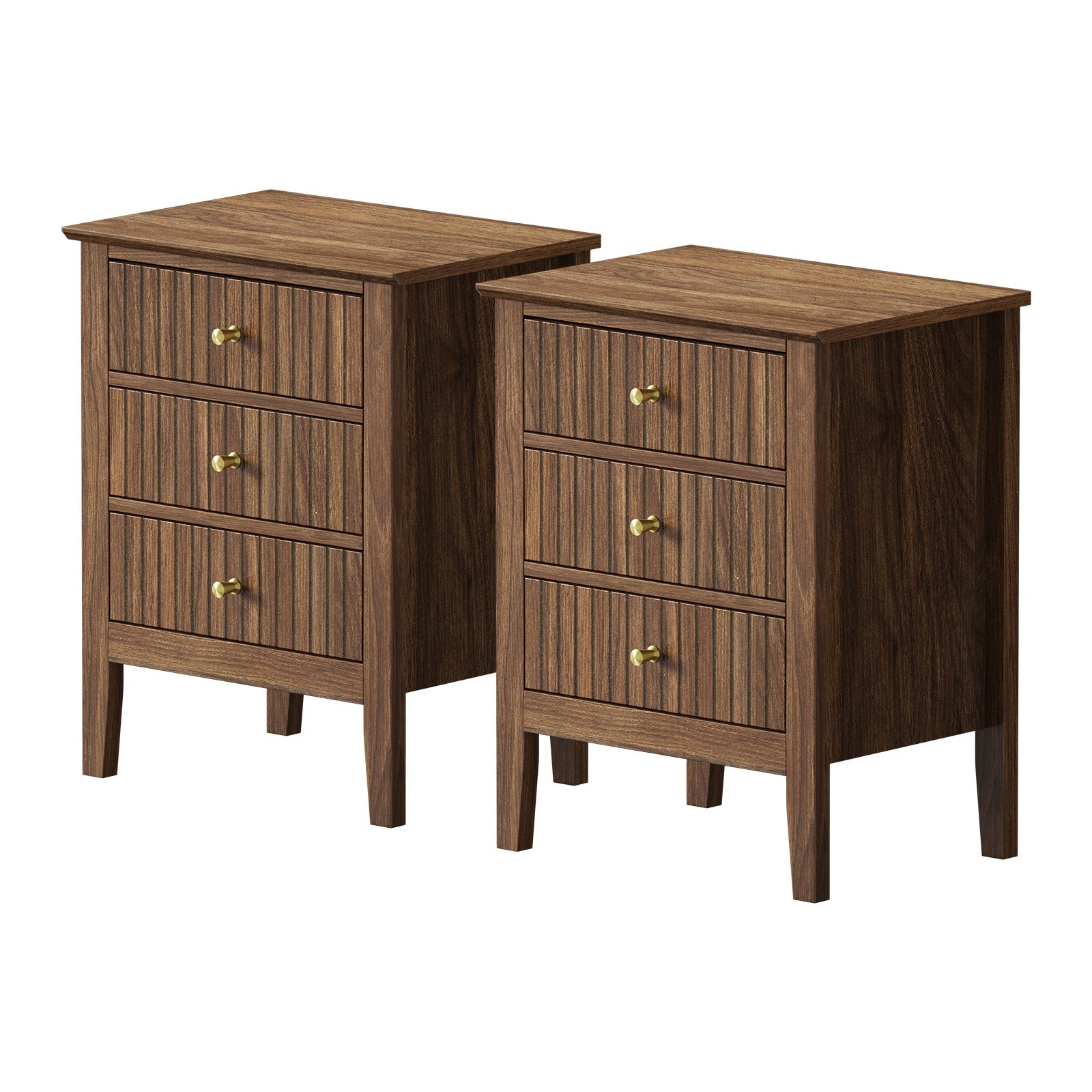 Oikiture Bedside Tables Set of 2 Side End Storage Furniture Nightstand Walnut - Sunyee