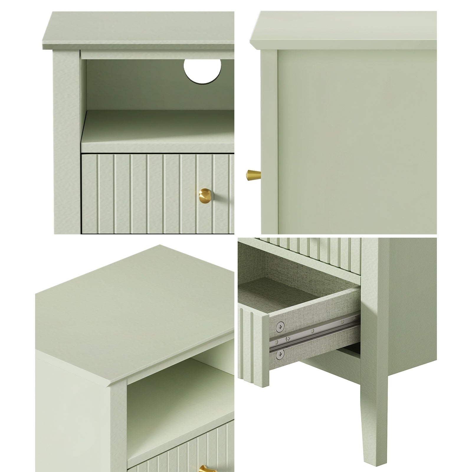 Oikiture 2x Bedside Table Nightstand 2 Drawers Shelf Bedroom Cabinet Green - Sunyee