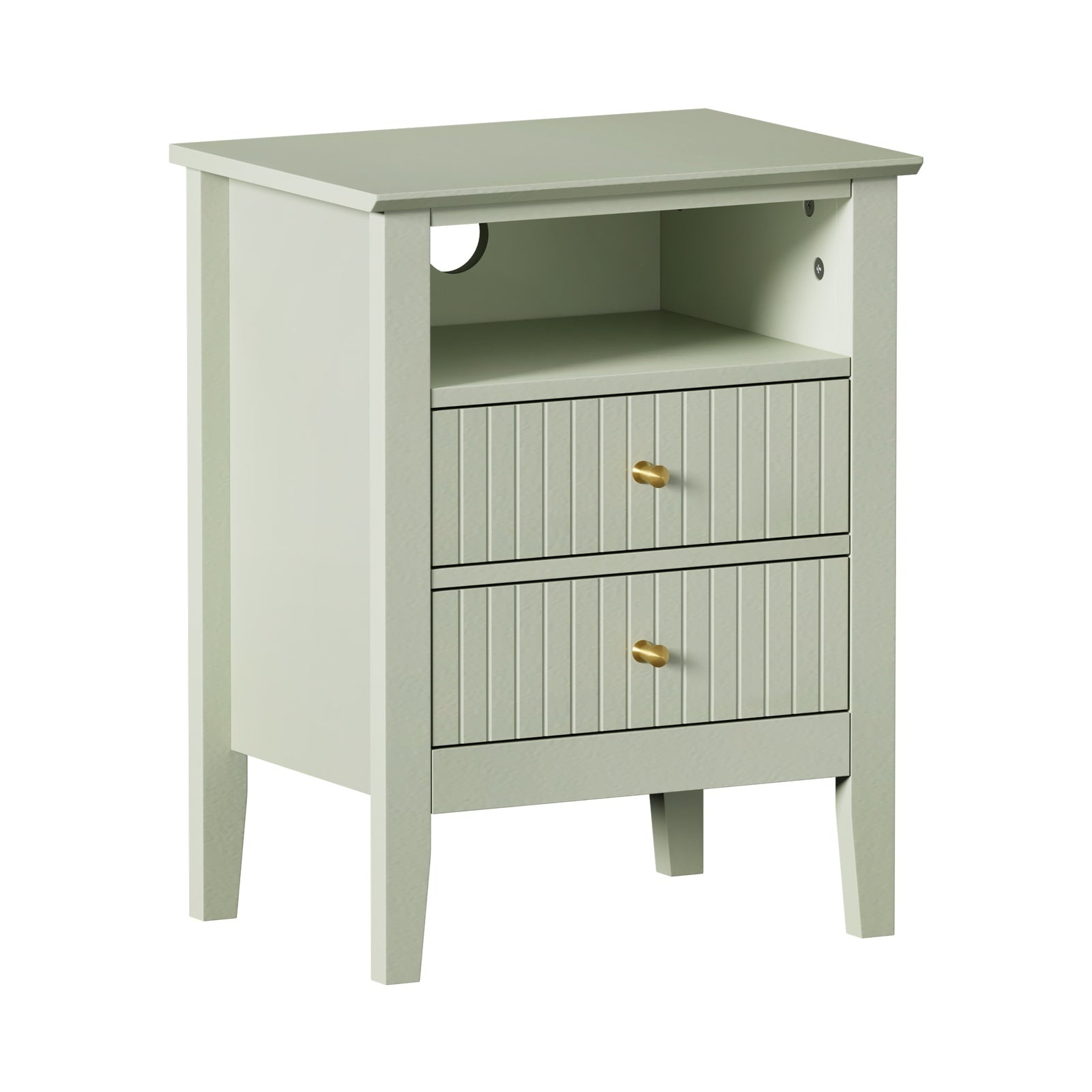 Oikiture 2x Bedside Table Nightstand 2 Drawers Shelf Bedroom Cabinet Green - Sunyee