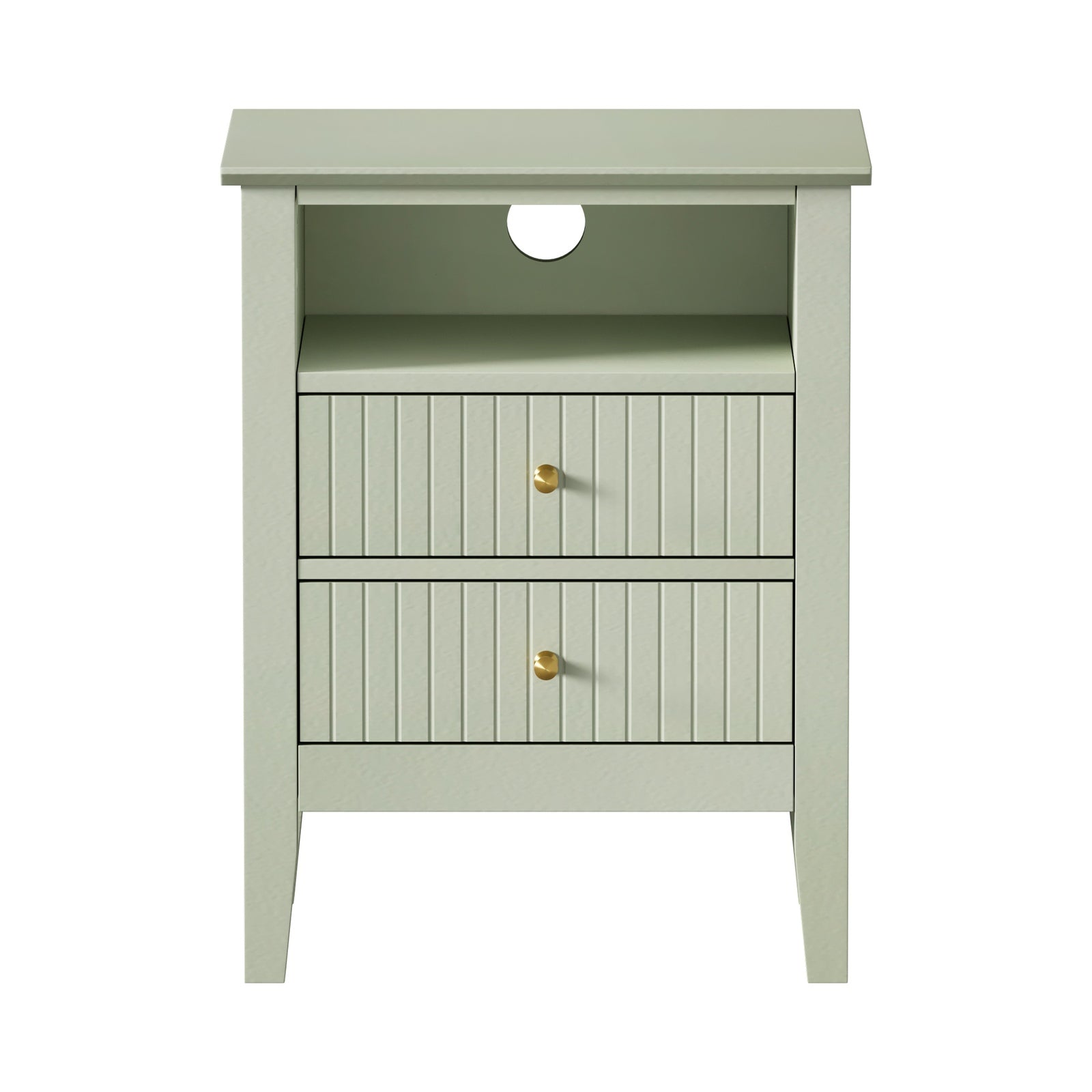 Oikiture 2x Bedside Table Nightstand 2 Drawers Shelf Bedroom Cabinet Green - Sunyee