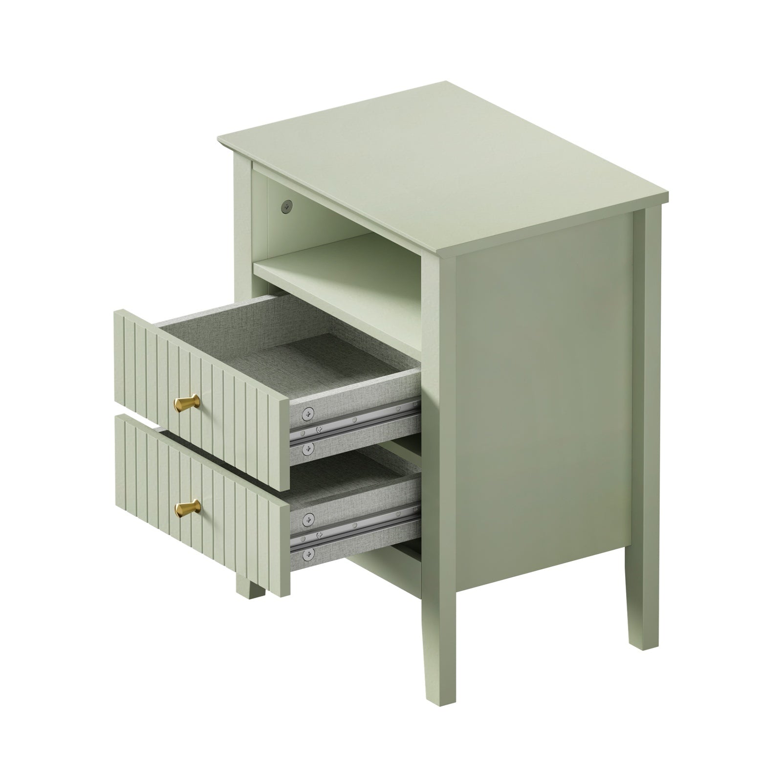 Oikiture 2x Bedside Table Nightstand 2 Drawers Shelf Bedroom Cabinet Green - Sunyee