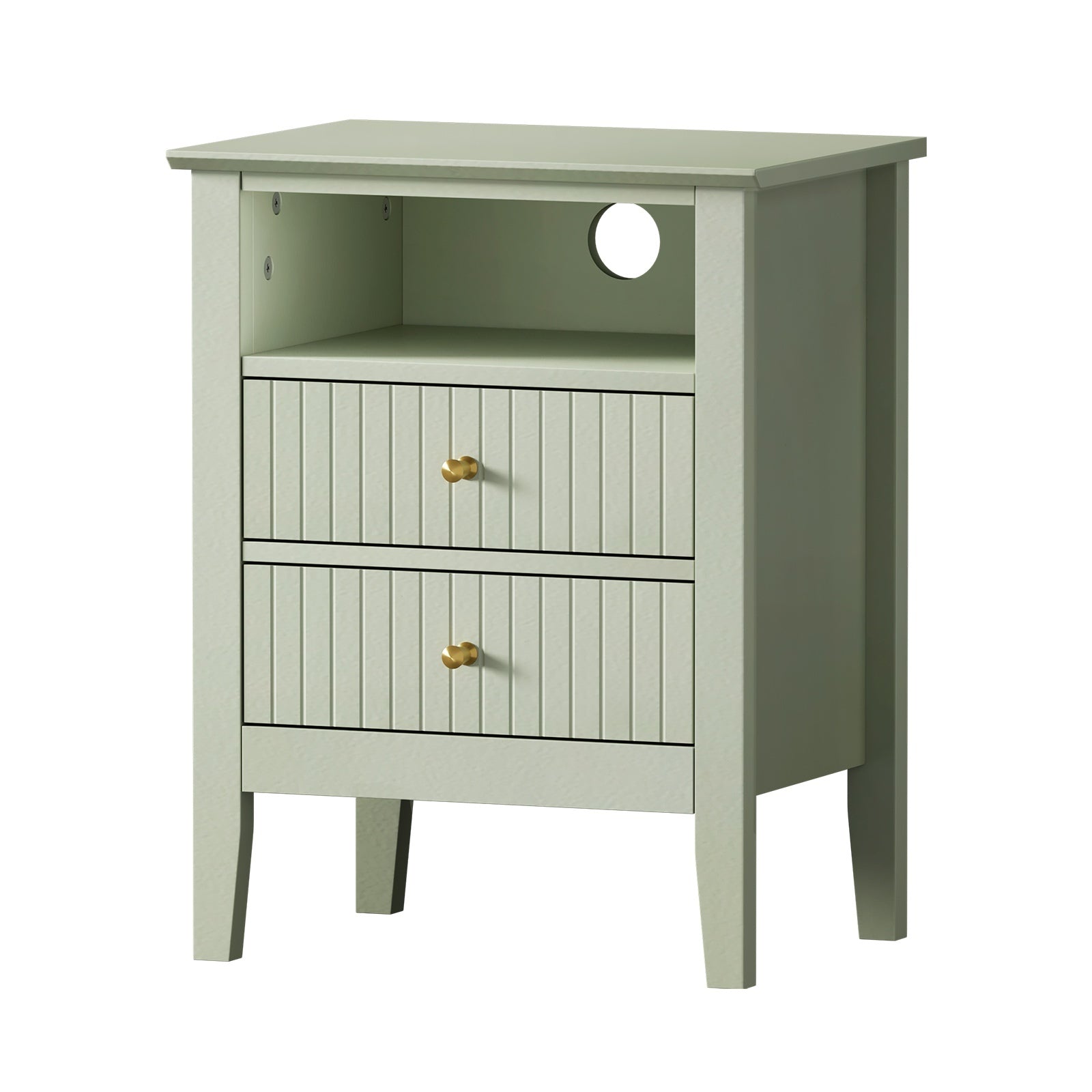 Oikiture 2x Bedside Table Nightstand 2 Drawers Shelf Bedroom Cabinet Green - Sunyee
