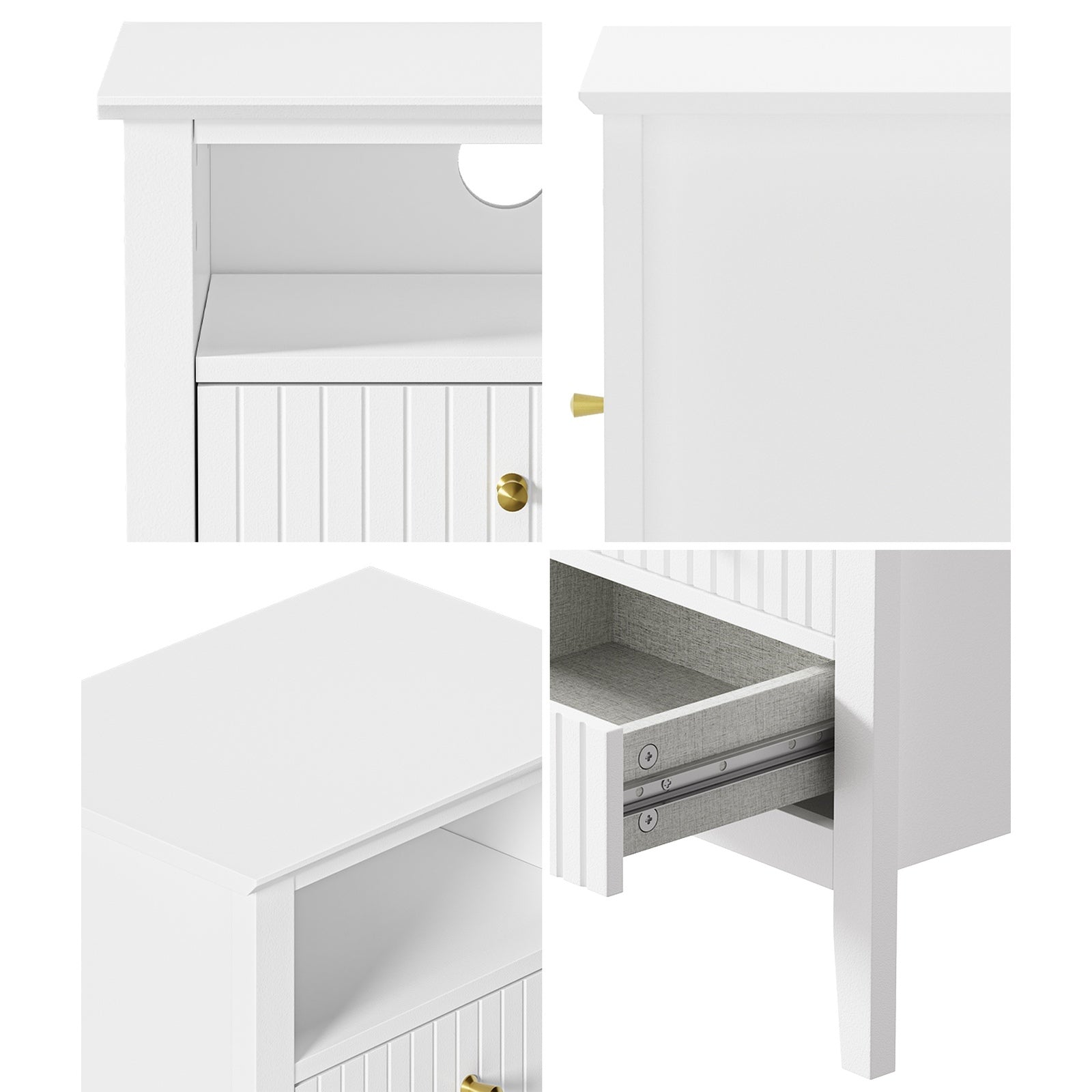 Oikiture 2x Bedside Table Nightstand 2 Drawers Shelf Bedroom Cabinet White - Sunyee
