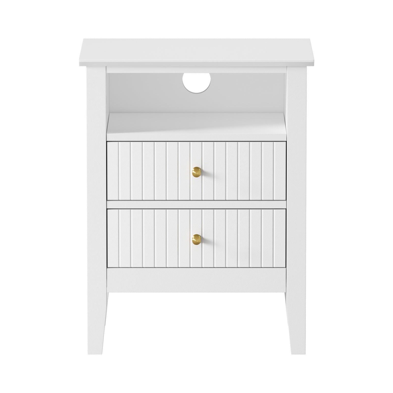 Oikiture 2x Bedside Table Nightstand 2 Drawers Shelf Bedroom Cabinet White - Sunyee