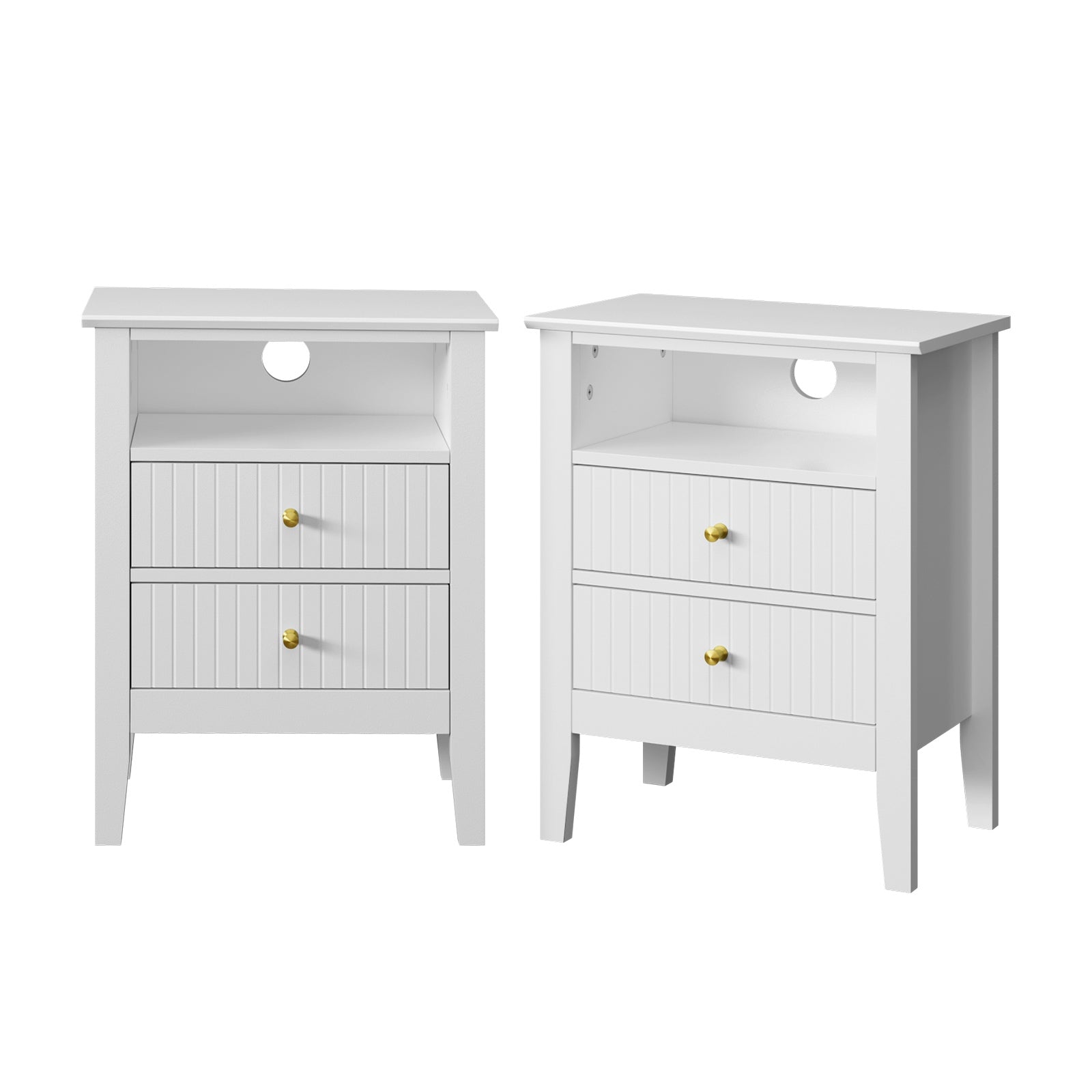 Oikiture 2x Bedside Table Nightstand 2 Drawers Shelf Bedroom Cabinet White - Sunyee