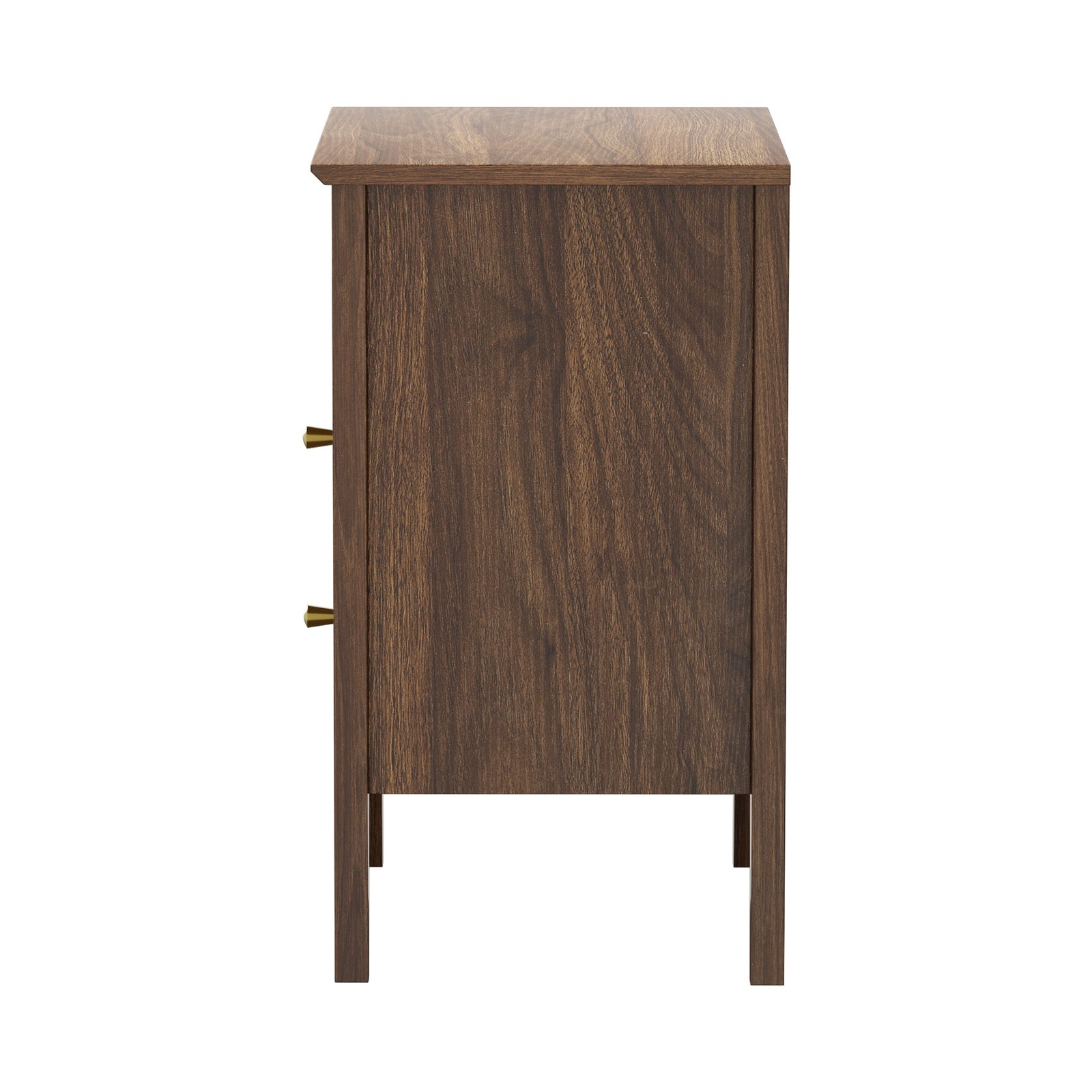 Oikiture Bedside Table Nightstand 2 Drawer with Shelf Storage Cabinet Walnut - Sunyee