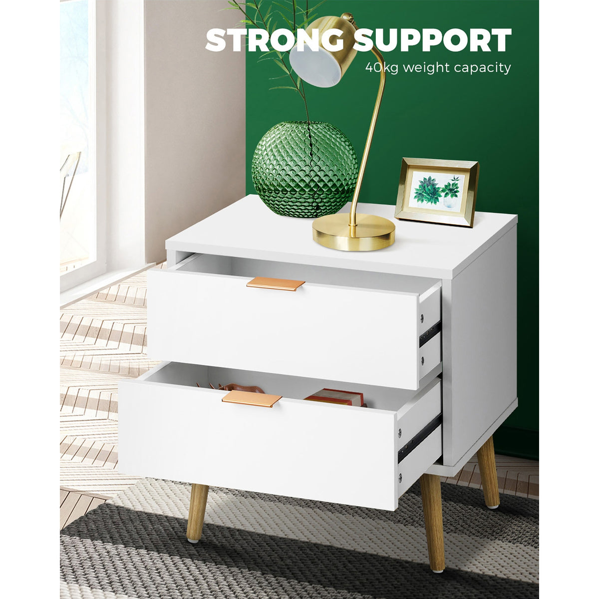 Oikiture Bedside Table Drawers Side Table Storage Cabinet Bedroom Nightstand