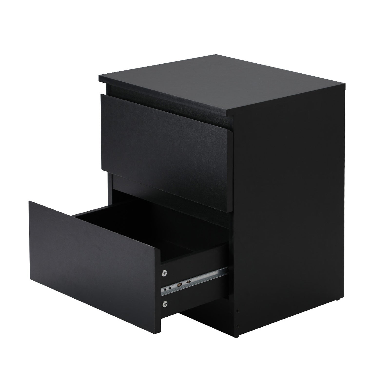 Oikiture Bedside Tables Set of 2 Nightstand Side End Table Storage Cabinet Black - Sunyee