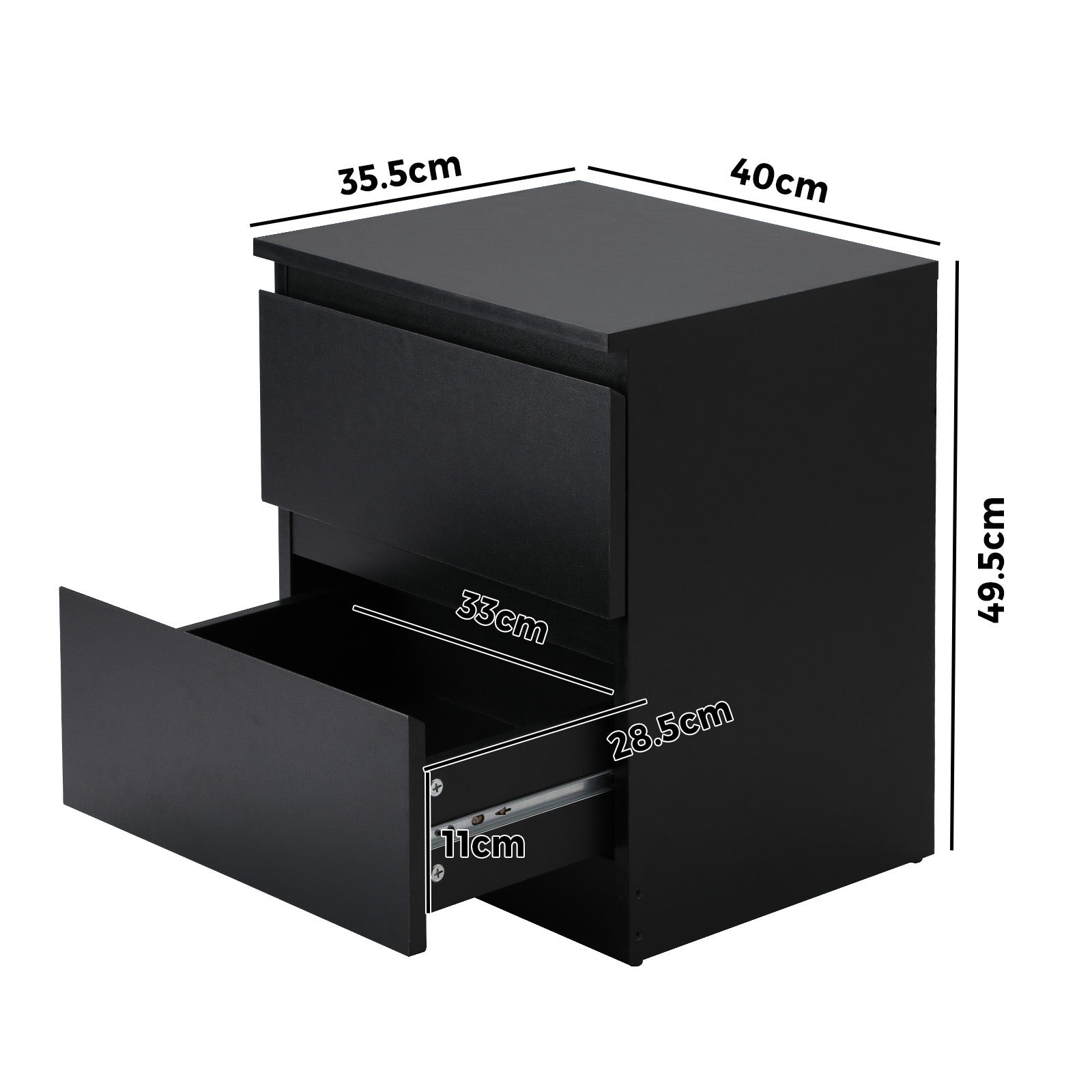 Oikiture Bedside Tables Set of 2 Nightstand Side End Table Storage Cabinet Black - Sunyee