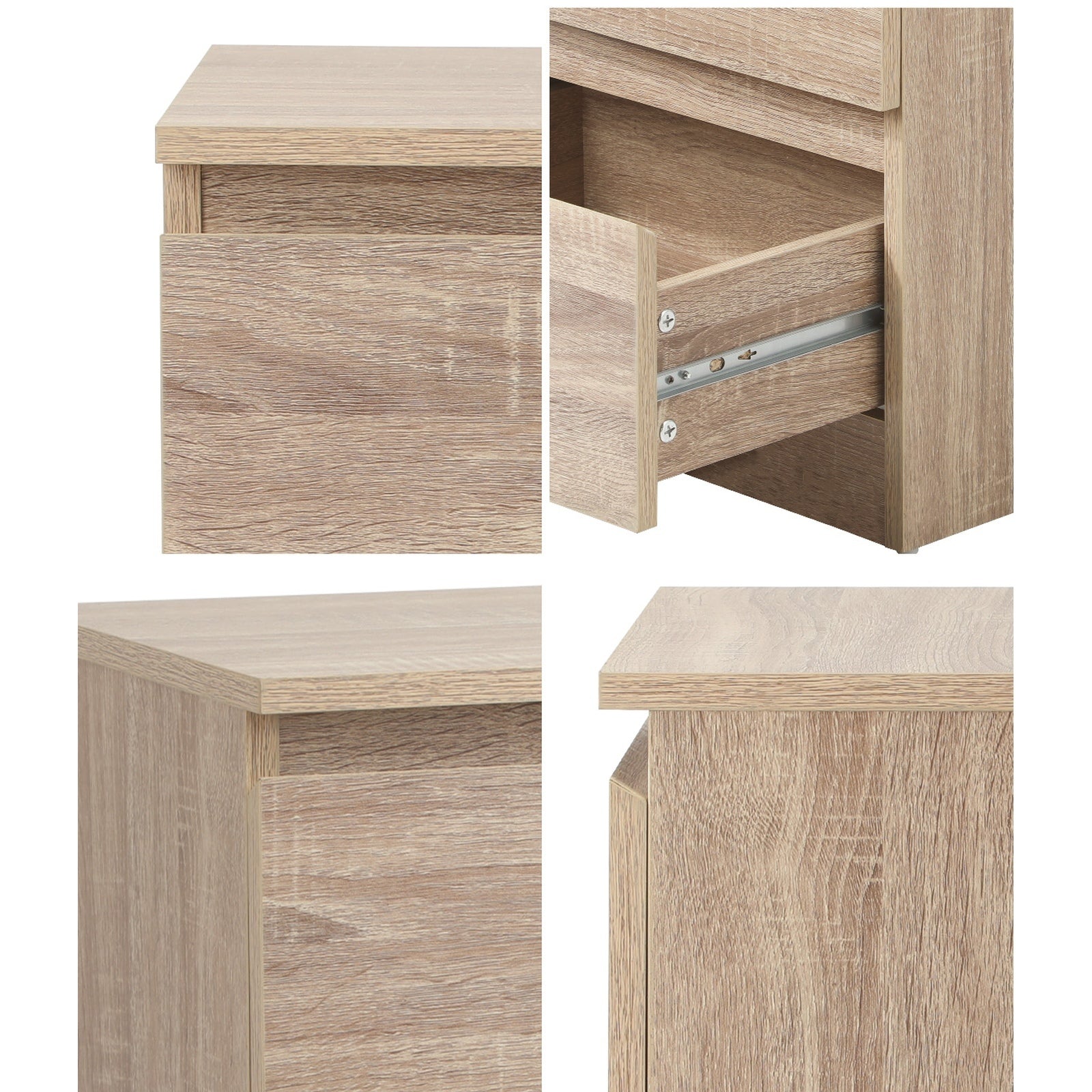 Oikiture Bedside Tables Set of 2 Nightstand Side End Table Storage Cabinet Wood - Sunyee