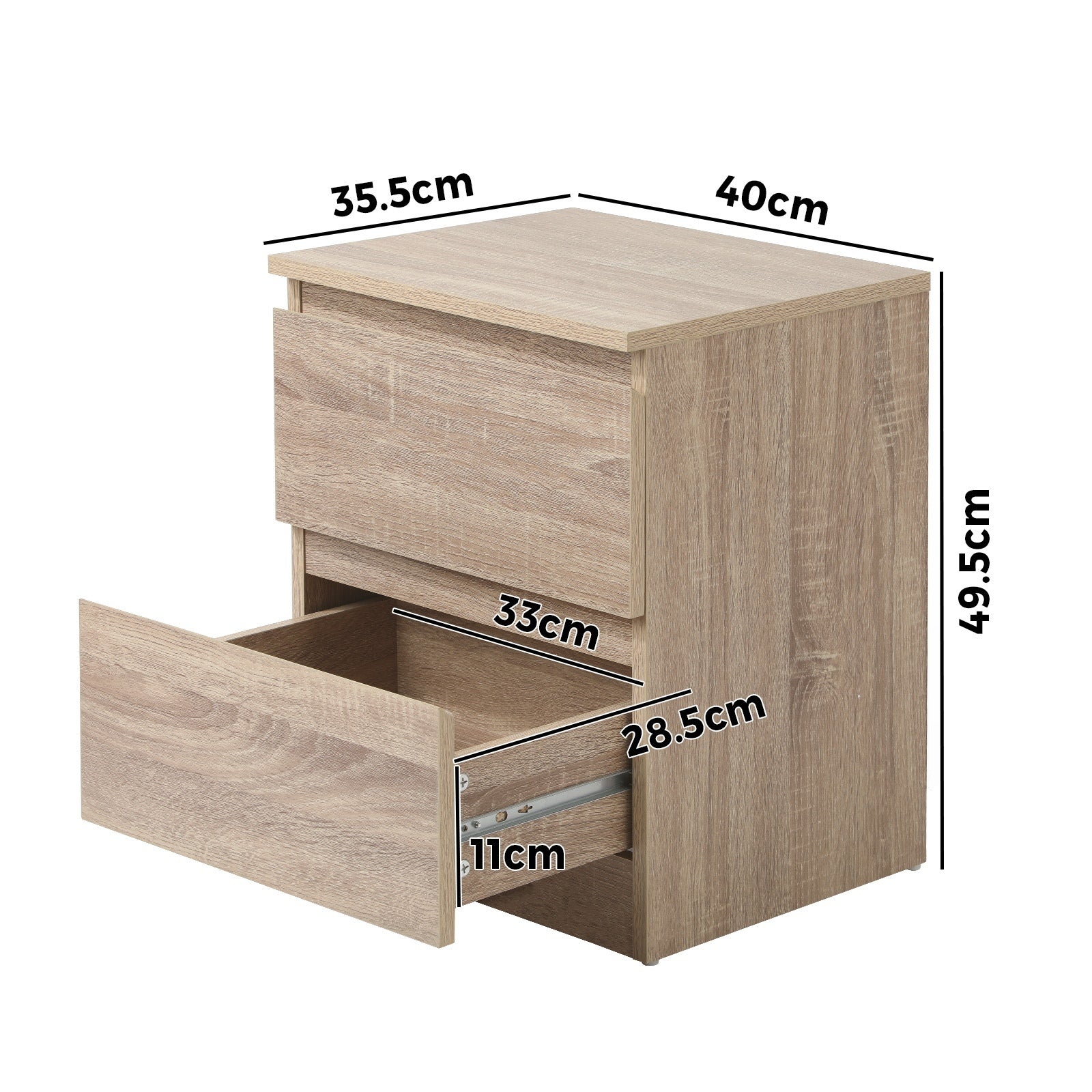 Oikiture Bedside Tables Set of 2 Nightstand Side End Table Storage Cabinet Wood - Sunyee