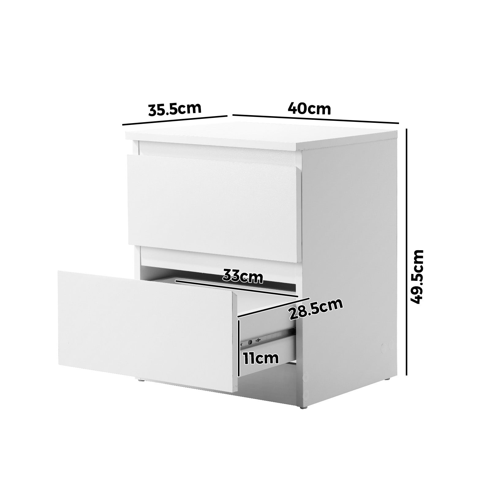 Oikiture Bedside Table Nightstand 2 Drawers Side End Table Storage Cabinet White - Sunyee