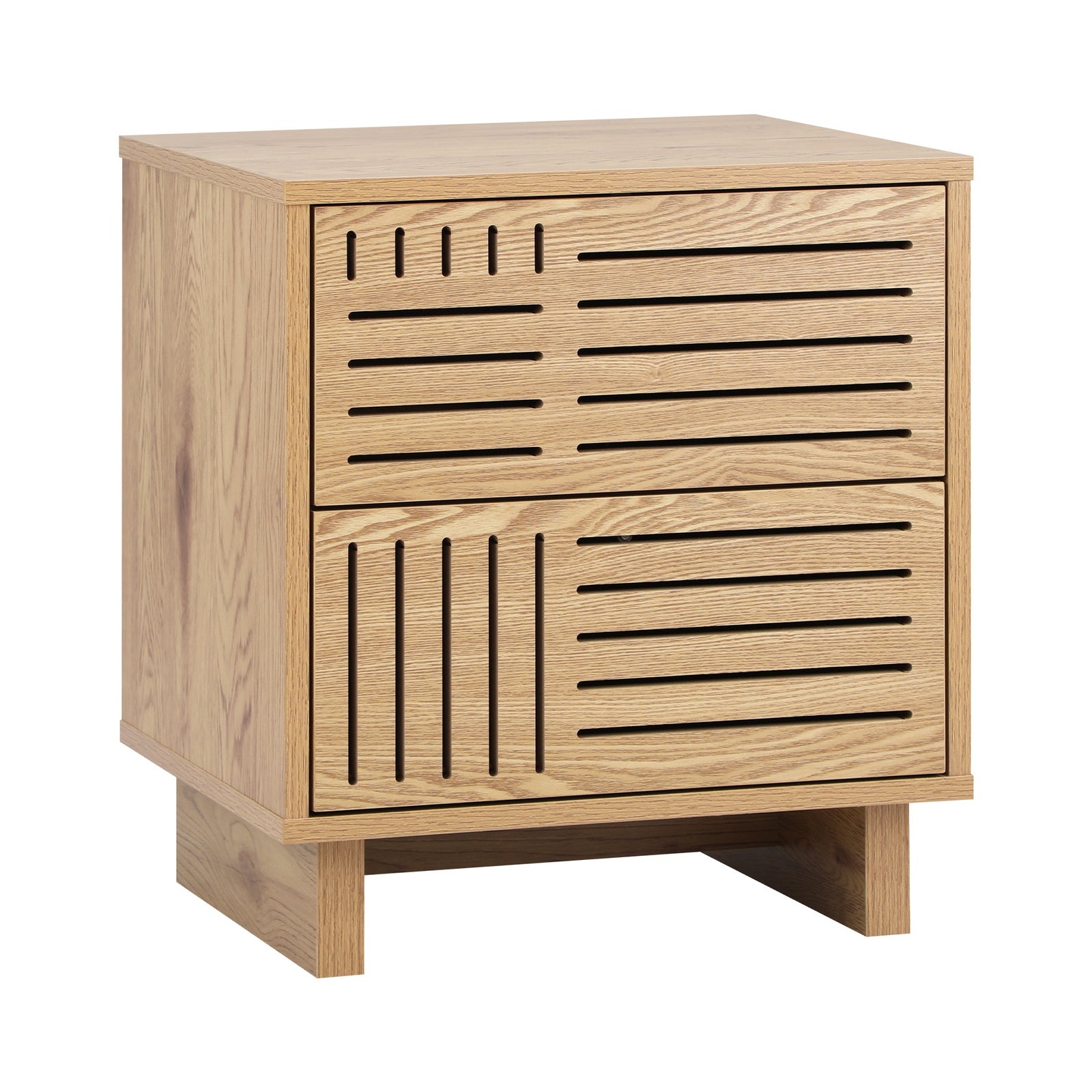 Oikiture Bedside Table 2 Drawers Side Tables Nightstand Storage Cabinet Natural - Sunyee