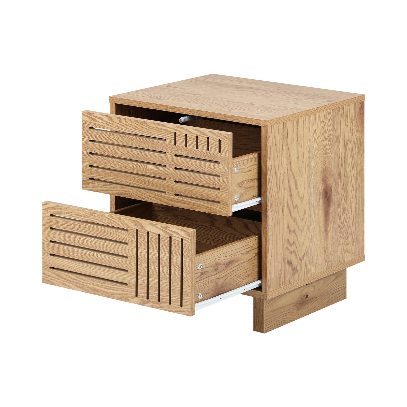 Oikiture Bedside Table 2 Drawers Side Tables Nightstand Storage Cabinet Natural - Sunyee