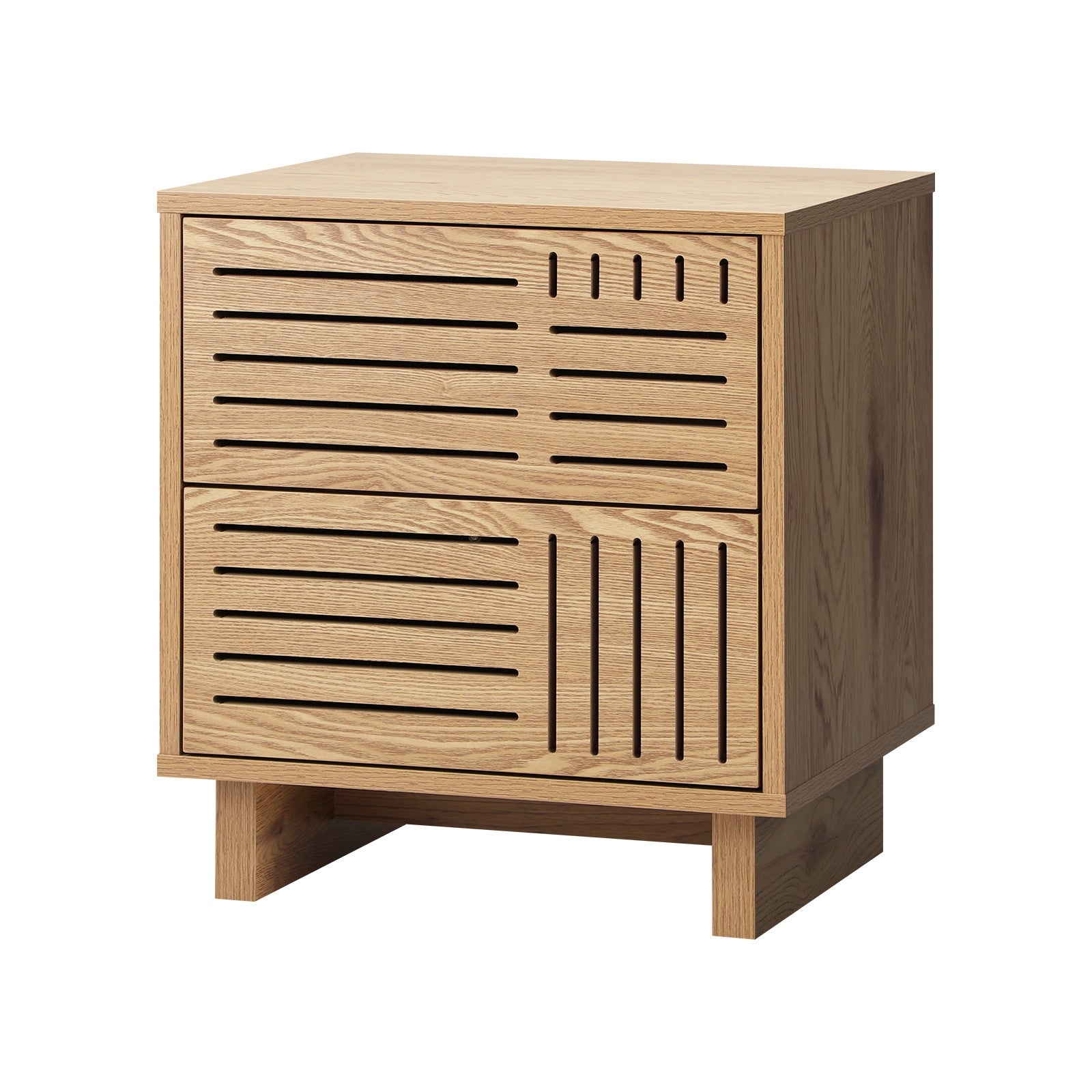 Oikiture Bedside Table 2 Drawers Side Tables Nightstand Storage Cabinet Natural - Sunyee