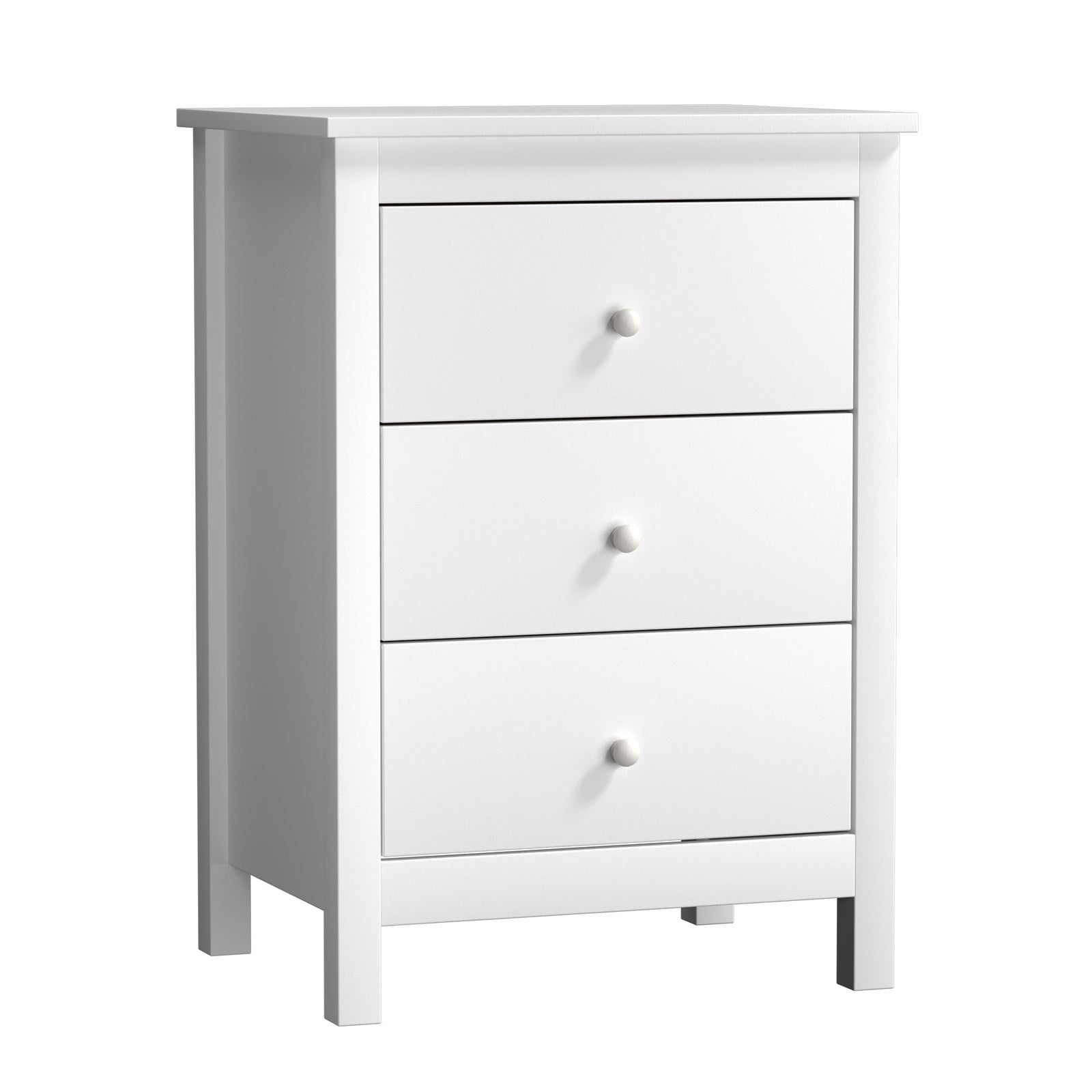 Oikiture Bedside Table 3 Drawers Bedroom Hamptons Furniture Storage Cabinet - Sunyee