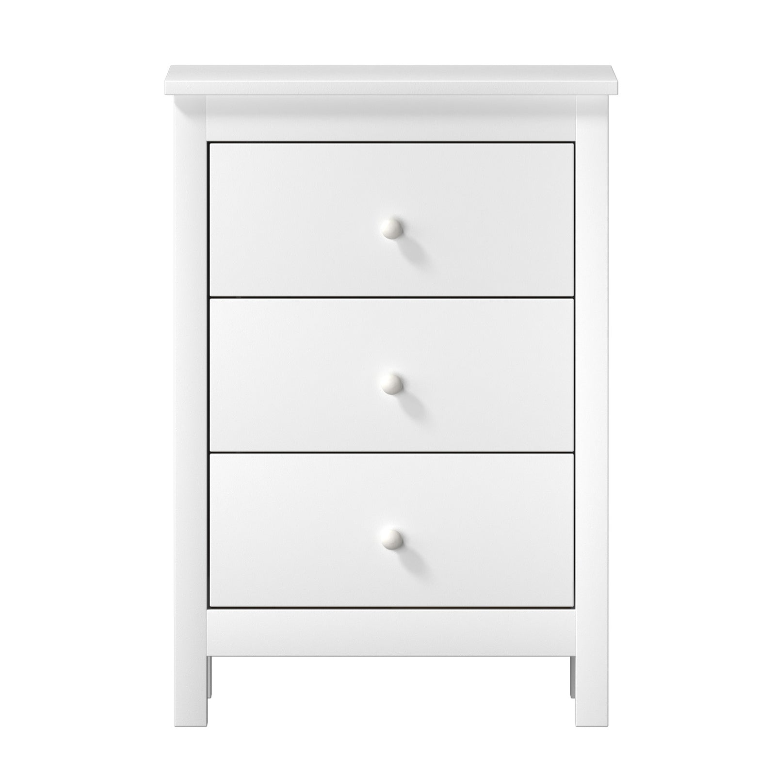 Oikiture Bedside Table 3 Drawers Bedroom Hamptons Furniture Storage Cabinet - Sunyee