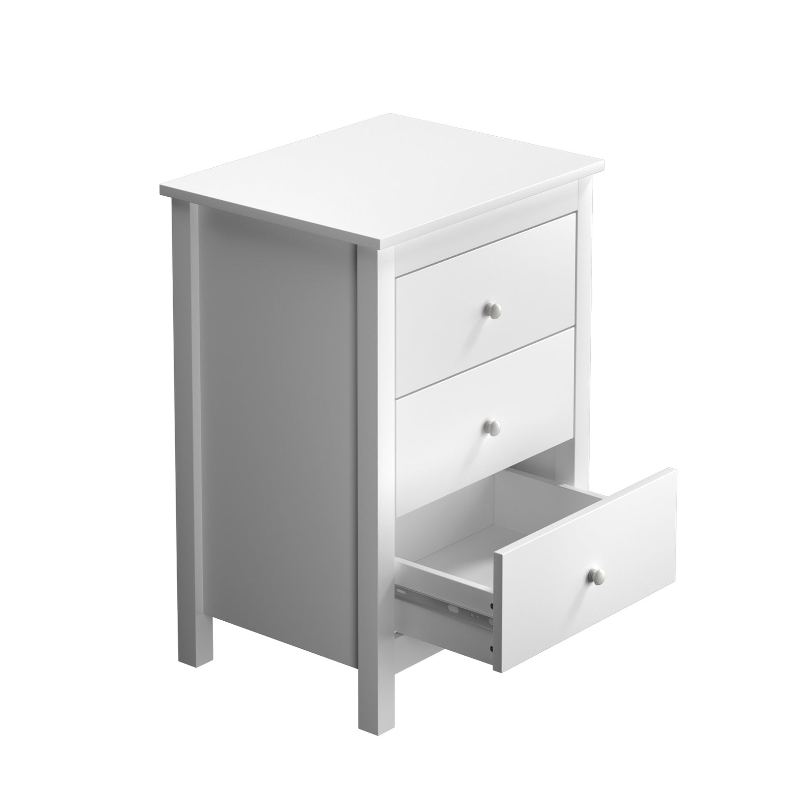 Oikiture Bedside Table 3 Drawers Bedroom Hamptons Furniture Storage Cabinet - Sunyee