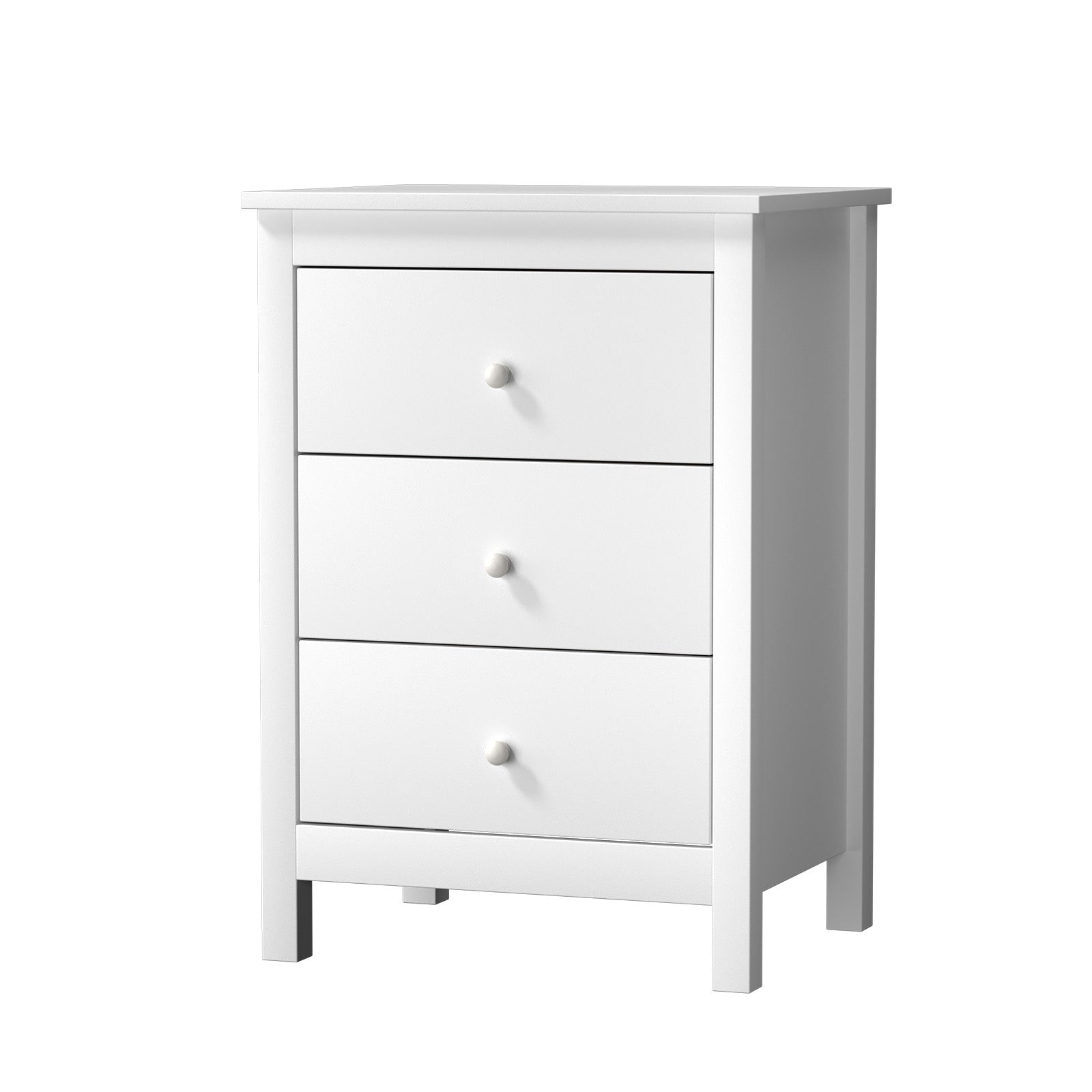 Oikiture Bedside Table 3 Drawers Bedroom Hamptons Furniture Storage Cabinet - Sunyee