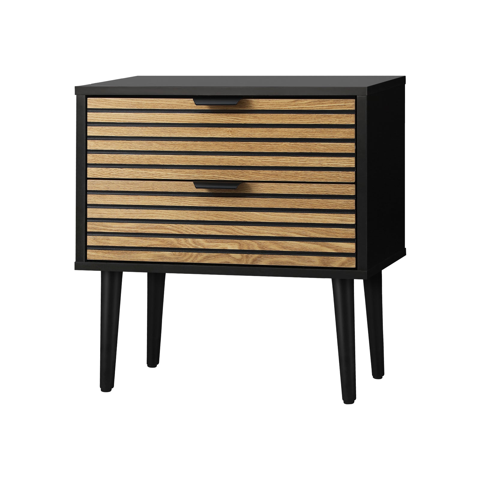 Oikiture Bedside Tables Black Side Table Bedroom Furniture Storage Cabinet - Sunyee