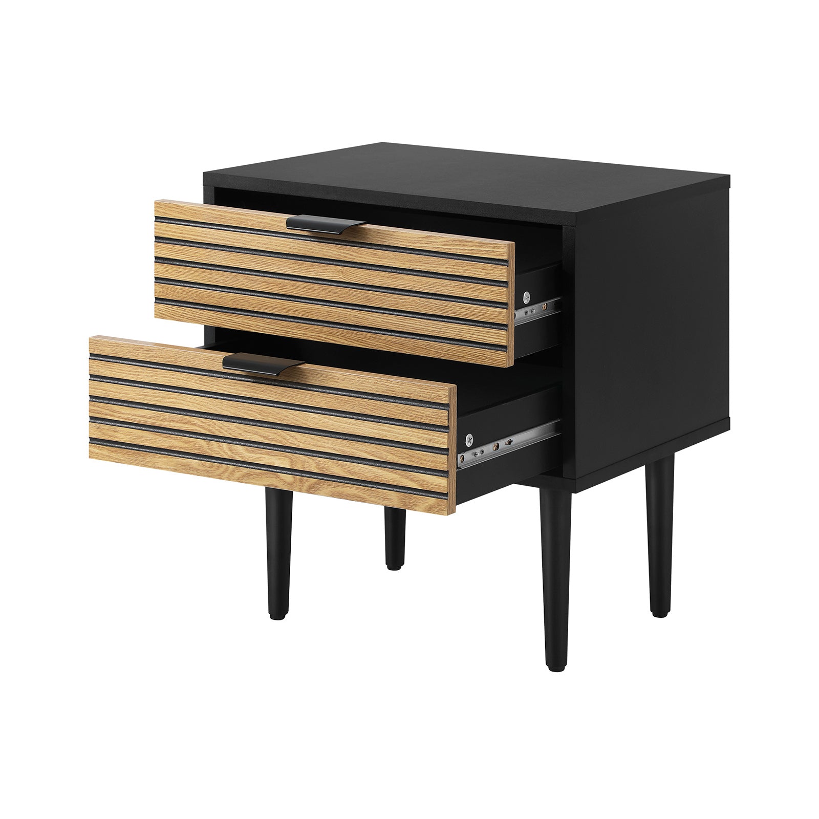 Oikiture 2PCS Bedside Table 2 Drawers Side Table Storage Unit Black - Sunyee