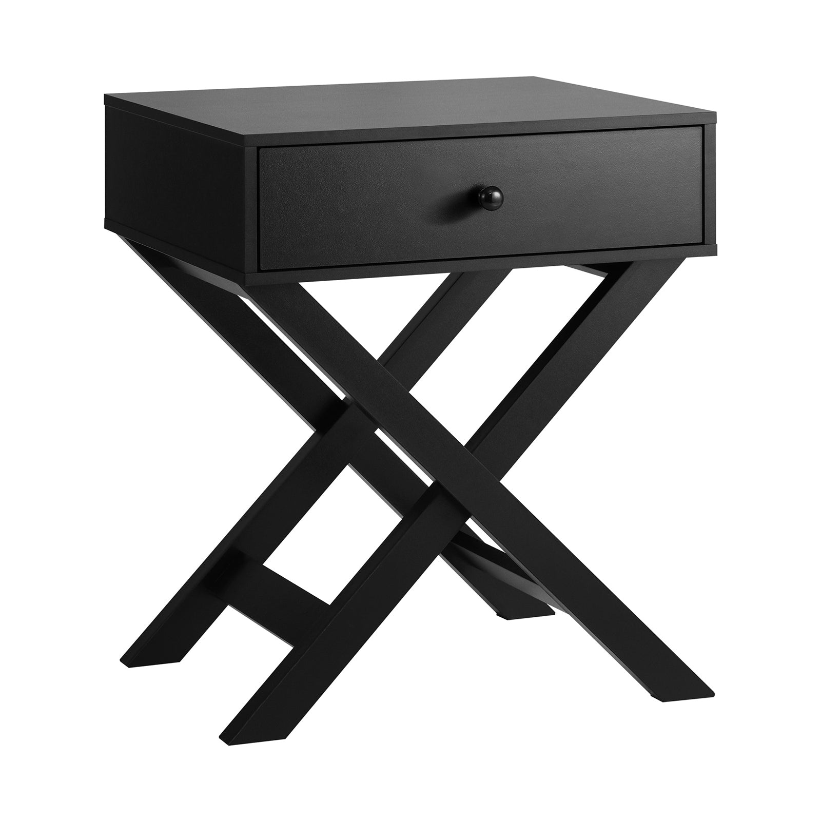Oikiture Bedside Table Drawer Side Table Black Bedroom Storage Cabinet Furniture - Sunyee