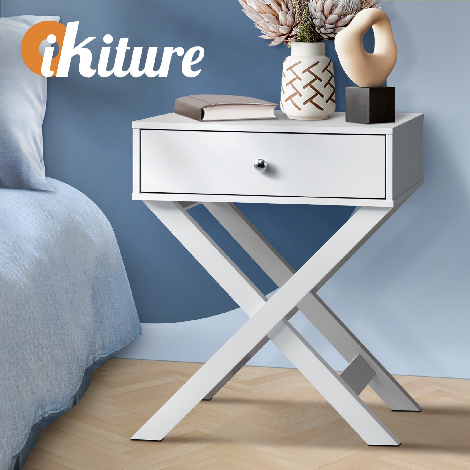 Oikiture Bedside Table Drawer Nightstand Side Table Storage Cabinet Bedroom - Sunyee