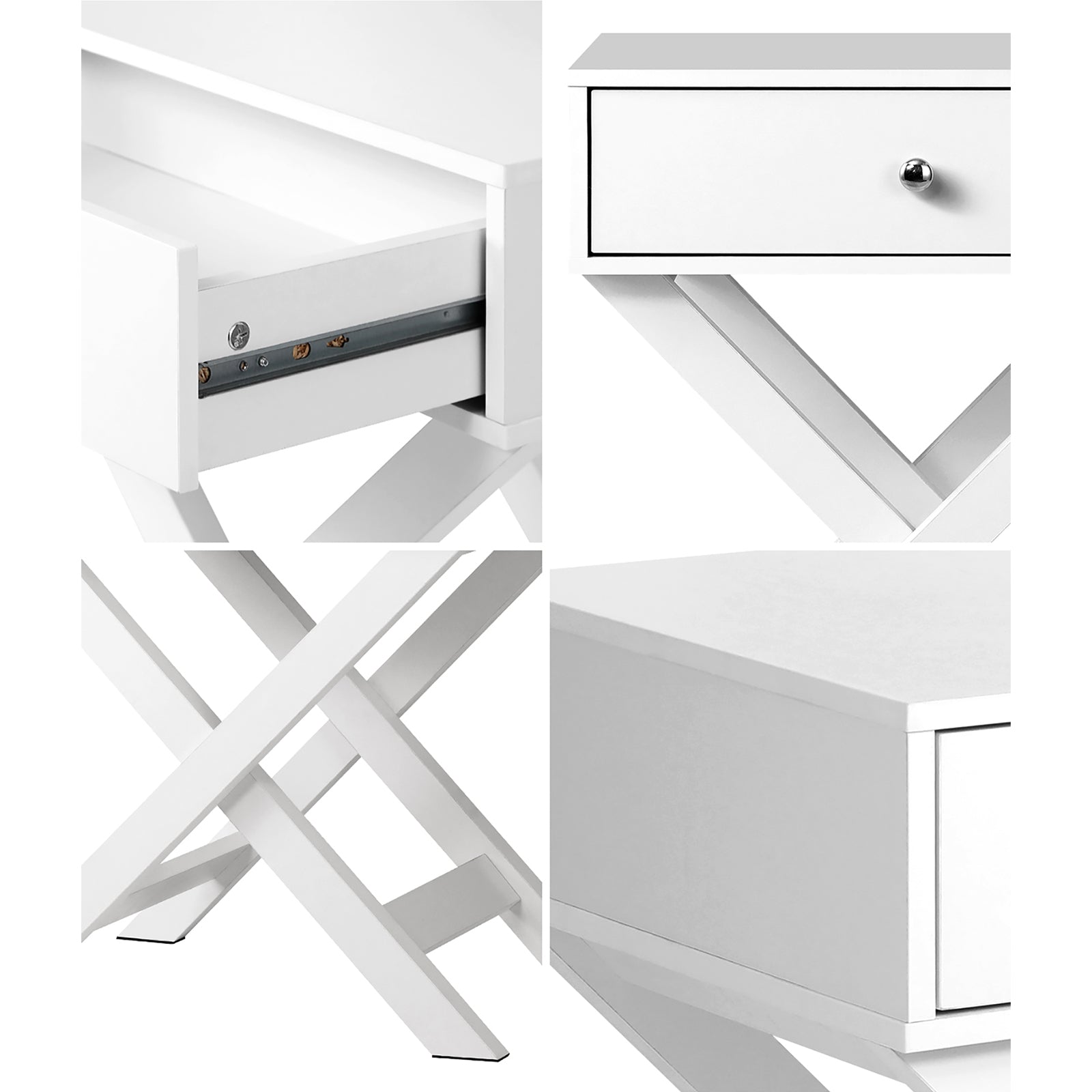 Oikiture 2PCS Bedside Table Drawer Side Table White Storage Cabinet - Sunyee