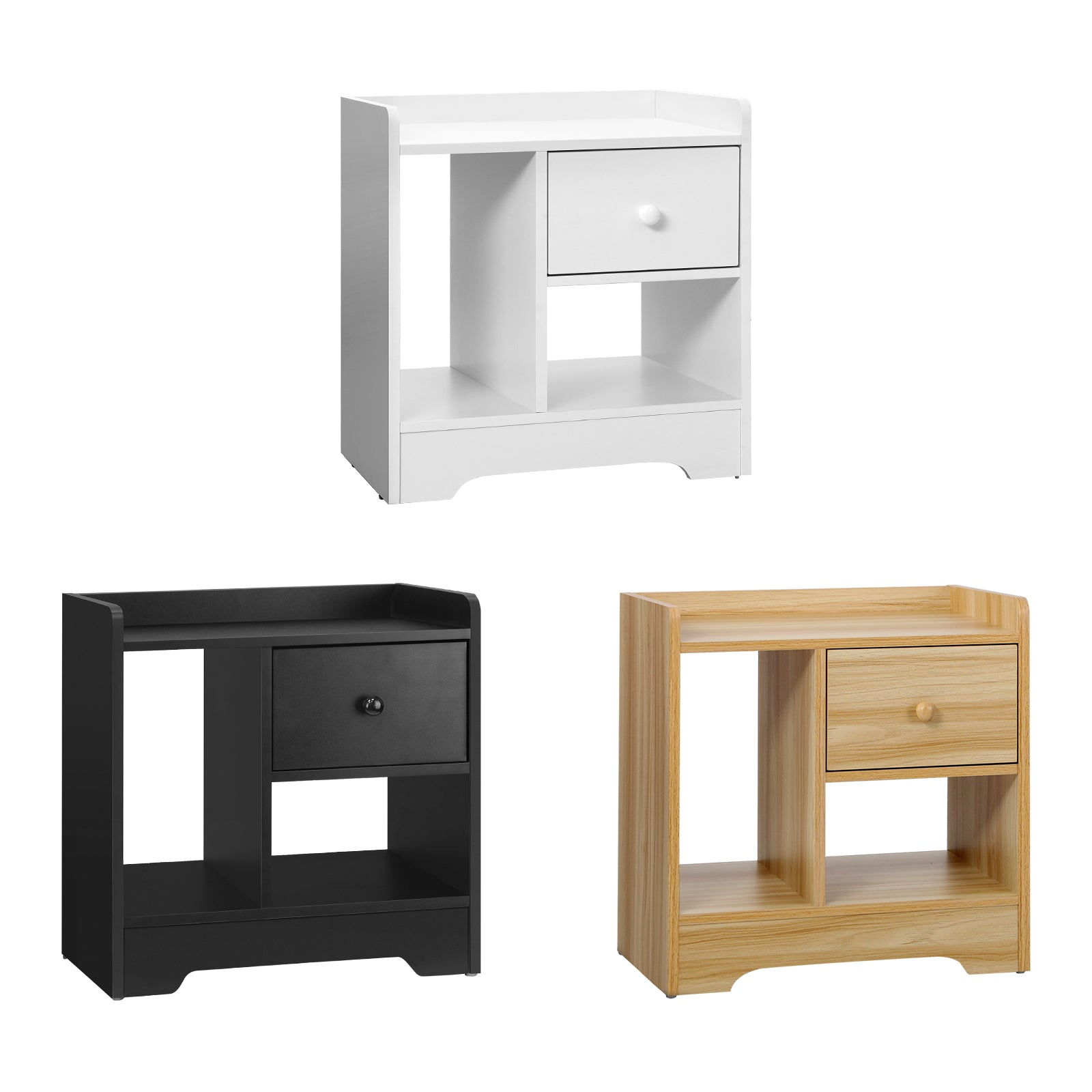 Oikiture Bedside Tables Side Table Nightstand Storage Drawer Shelf Bedroom Unit - Sunyee