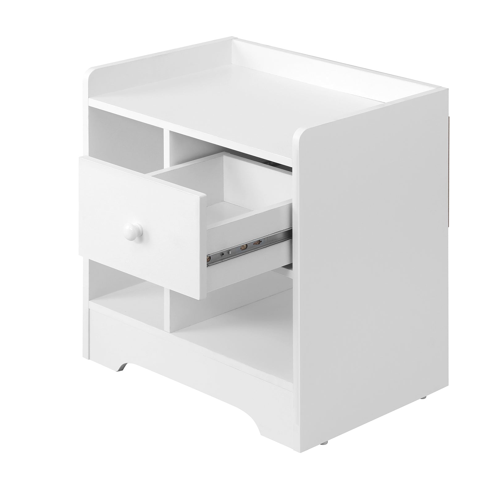 Oikiture Bedside Tables Side Table White Nightstand Storage Drawer Shelf Bedroom - Sunyee
