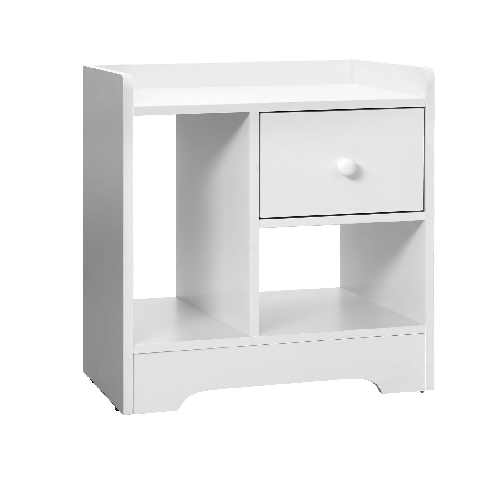 Oikiture Bedside Tables Side Table White Nightstand Storage Drawer Shelf Bedroom - Sunyee