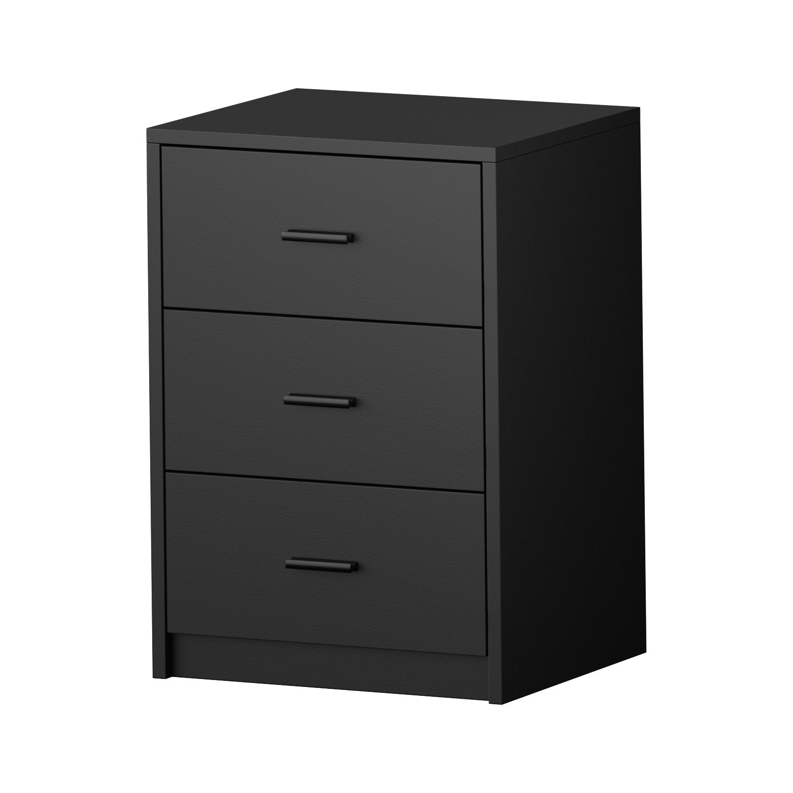 Oikiture Bedside Table 3 Drawers Nightstand Bedroom Storage Side End Black - Sunyee