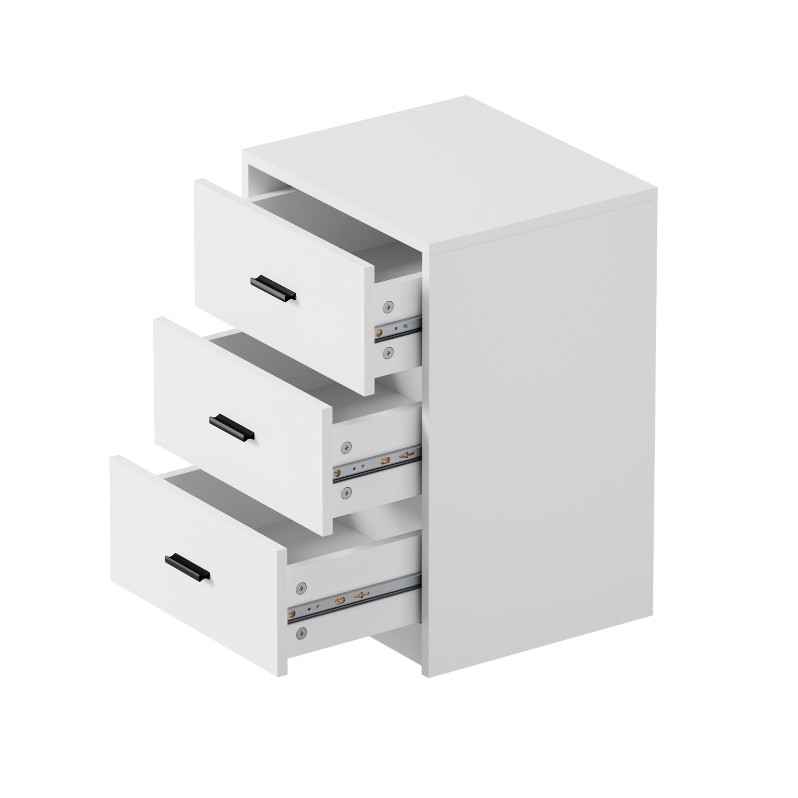 Oikiture Bedside Table 3 Drawers Nightstand Bedroom Storage Side End - Sunyee