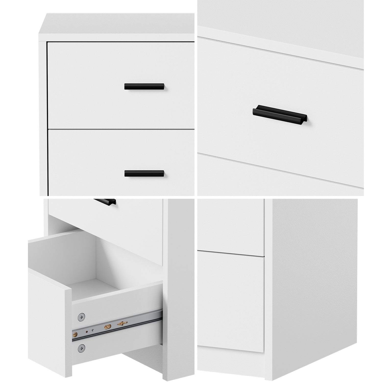 Oikiture 2x Bedside Table 3 Drawers Nightstand Bedroom Storage Side End White - Sunyee