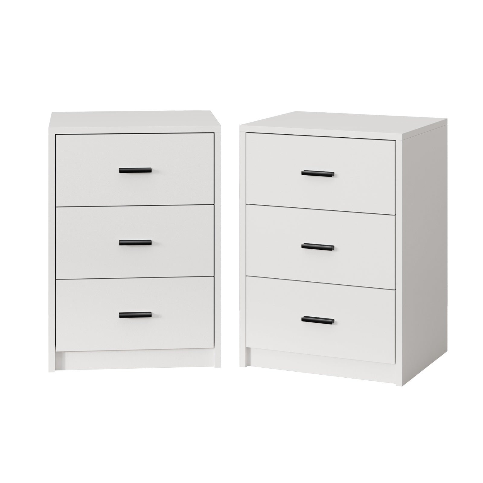Oikiture 2x Bedside Table 3 Drawers Nightstand Bedroom Storage Side End White - Sunyee