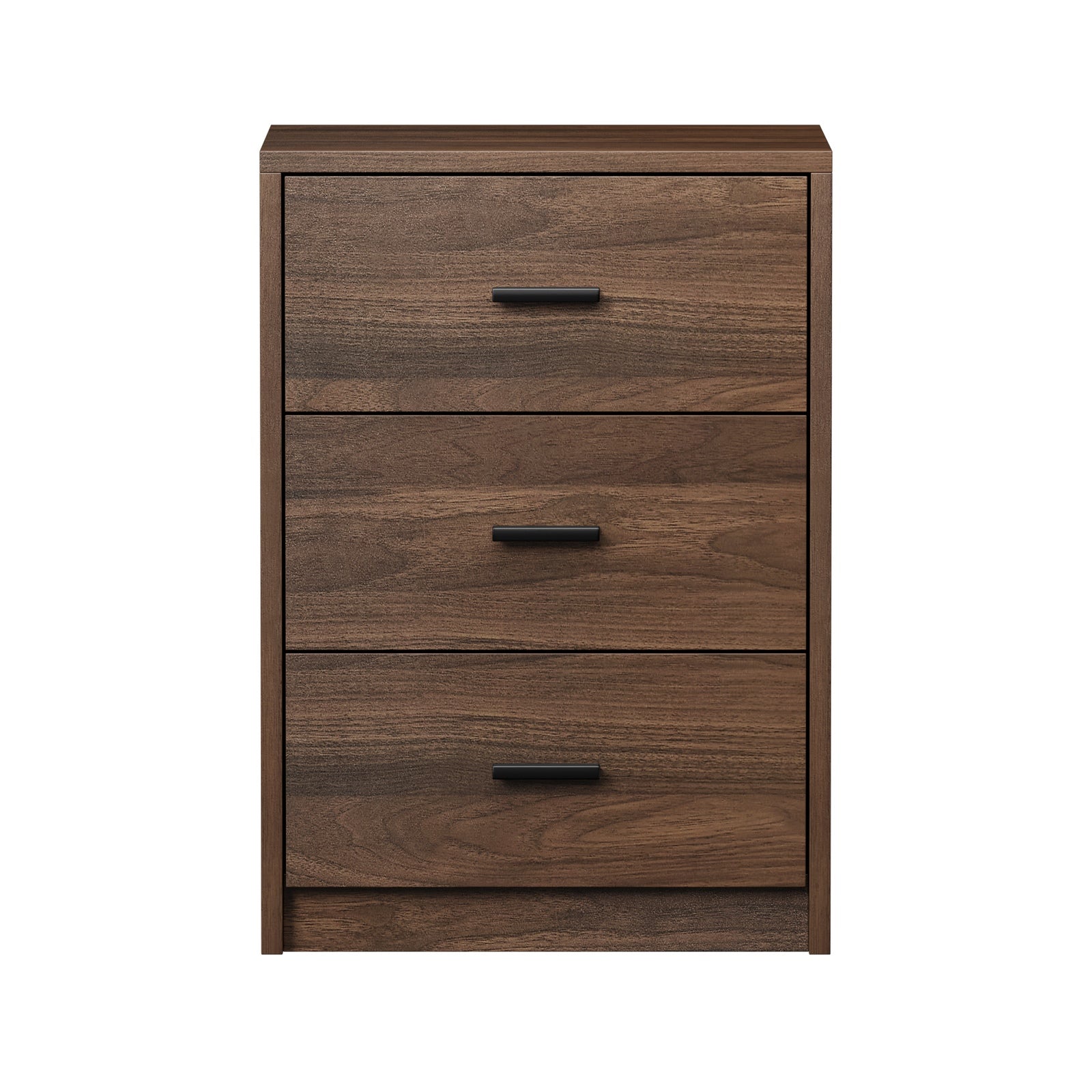 Oikiture Bedside Table 3 Drawers Nightstand Bedroom Storage Side End Walnut - Sunyee
